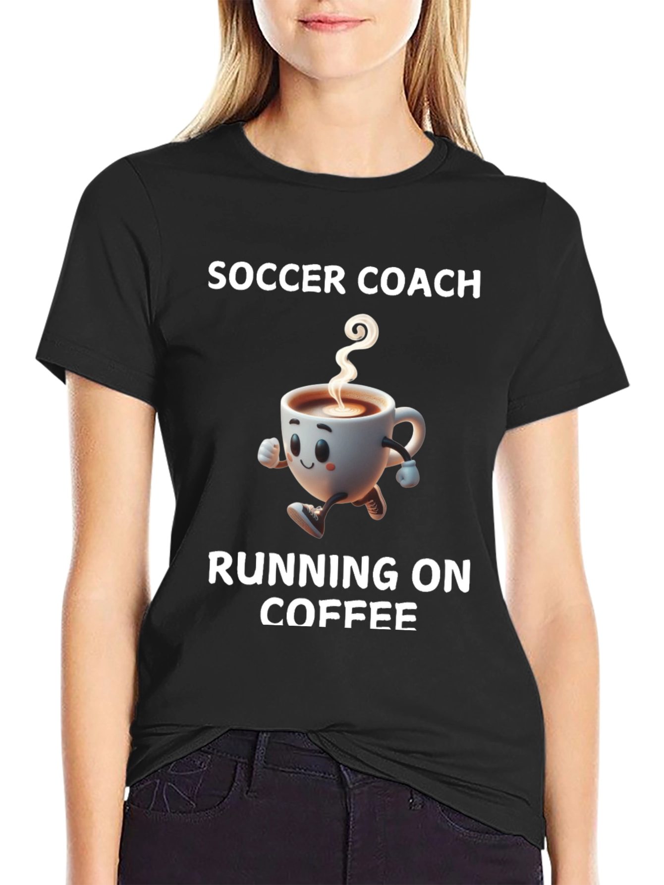 Soccer Coach Running on Coffee Graphic T-Shirt