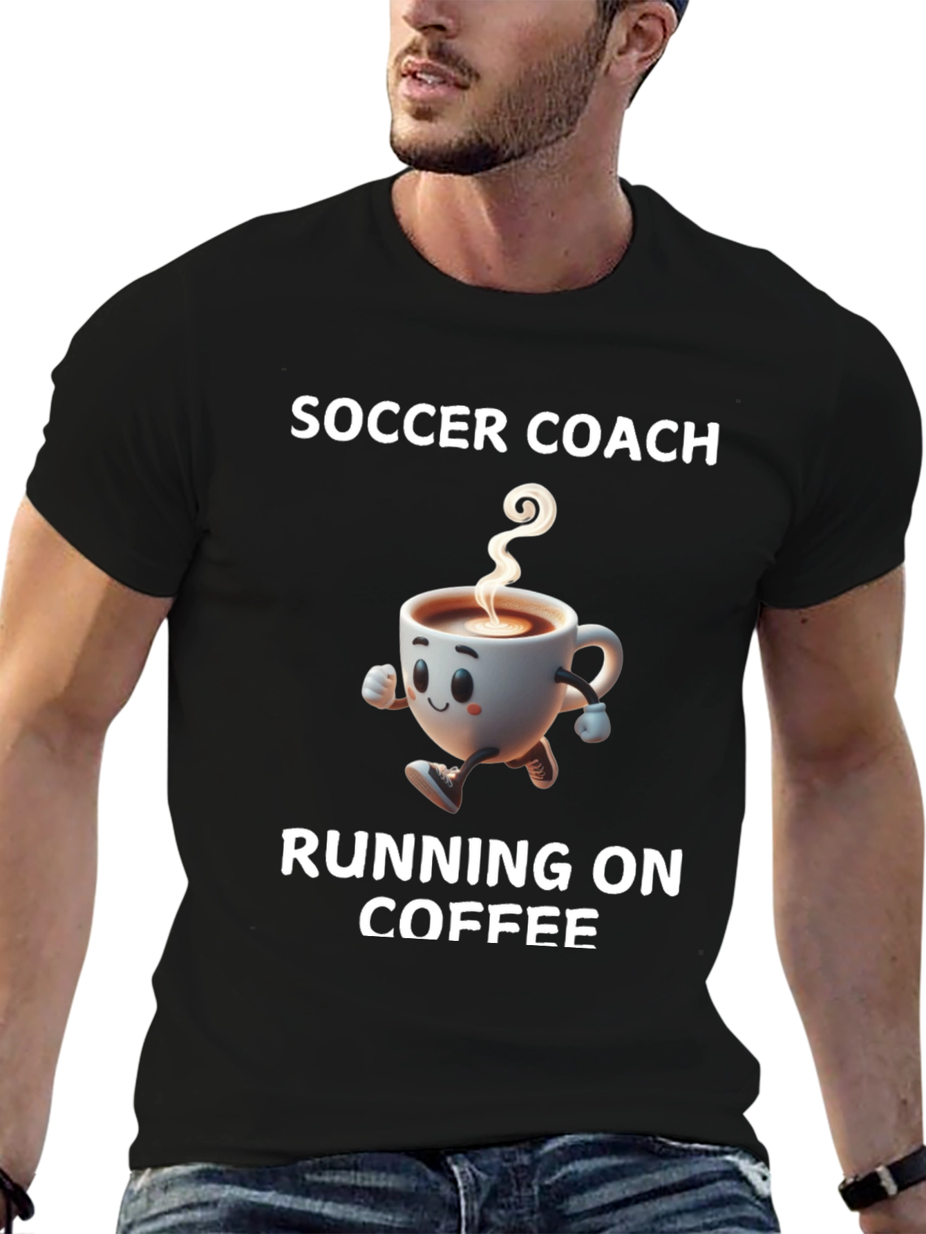 Soccer Coach Running on Coffee Graphic T-Shirt
