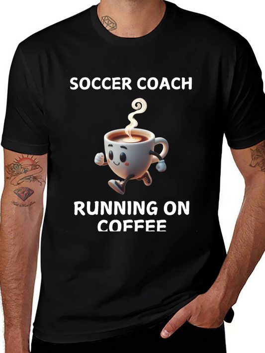 Soccer Coach Running on Coffee Graphic T-Shirt