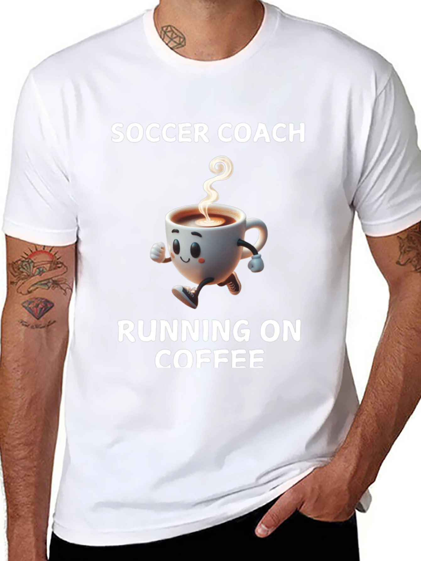 Soccer Coach Running on Coffee Graphic T-Shirt
