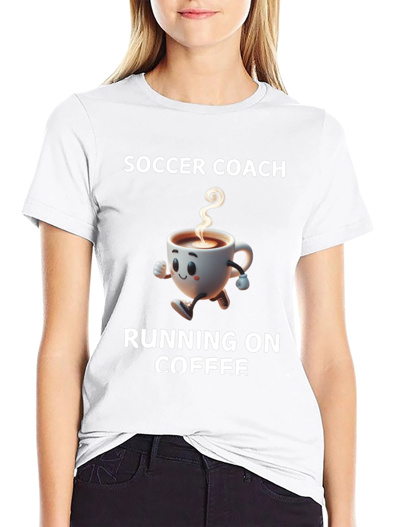 Soccer Coach Running on Coffee Graphic T-Shirt