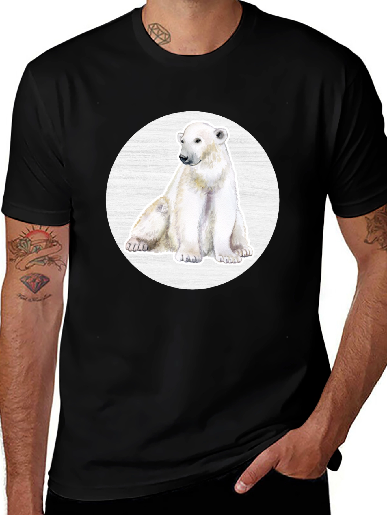 Polar Bear Graphic Print Crew Neck T-Shirt
