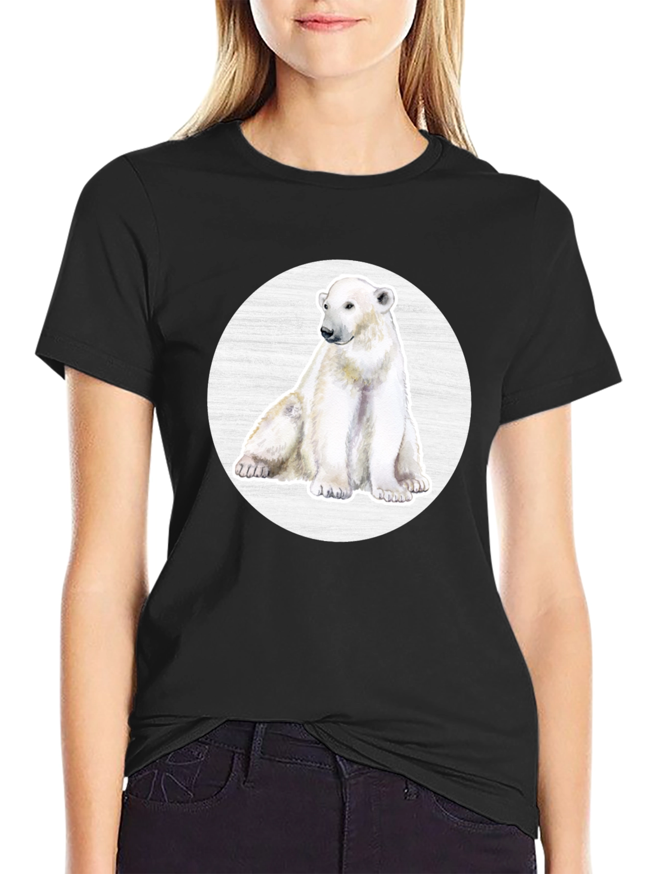 Polar Bear Graphic Print Crew Neck T-Shirt