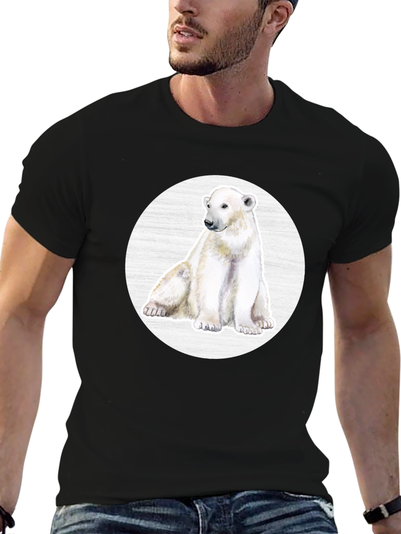 Polar Bear Graphic Print Crew Neck T-Shirt