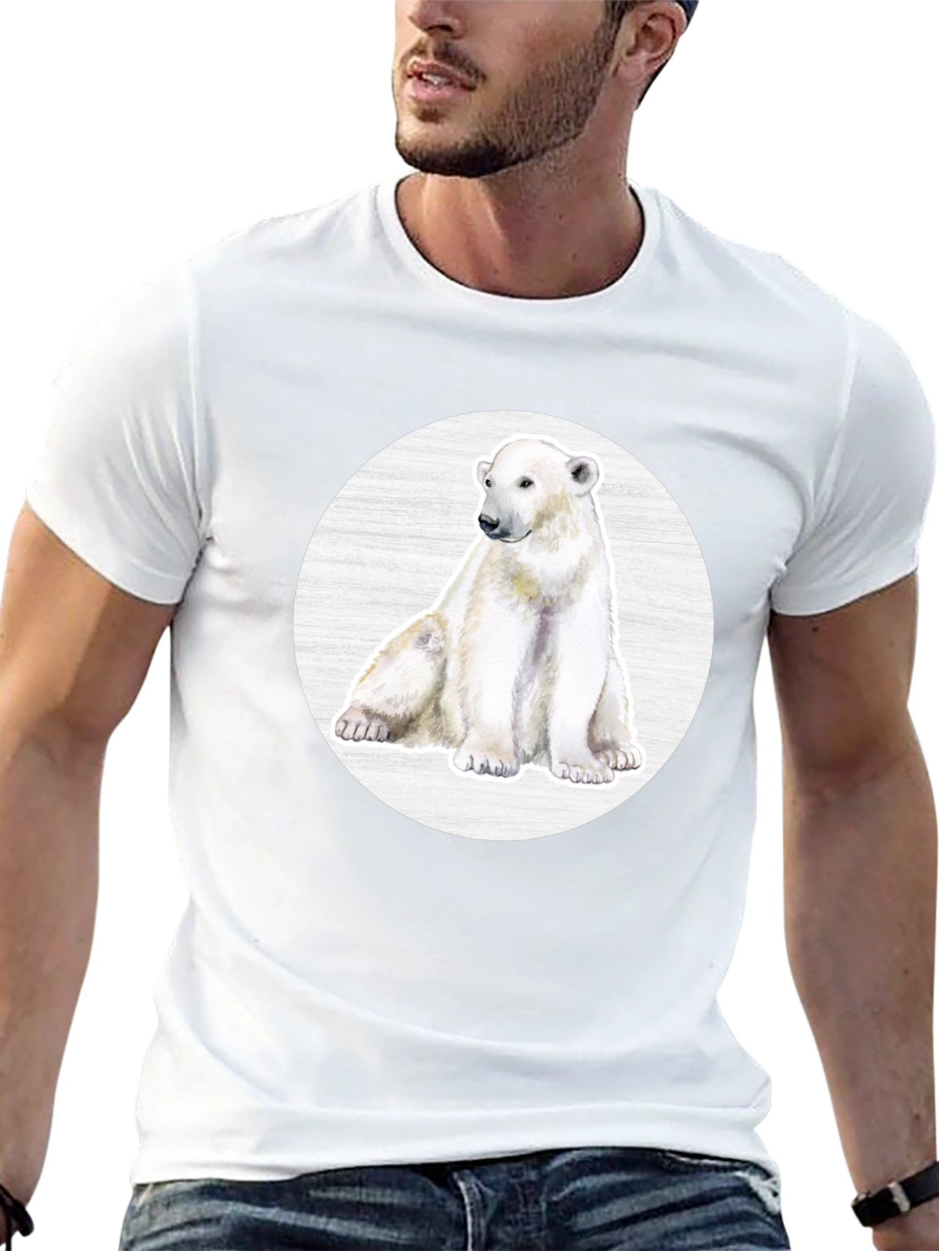 Polar Bear Graphic Print Crew Neck T-Shirt