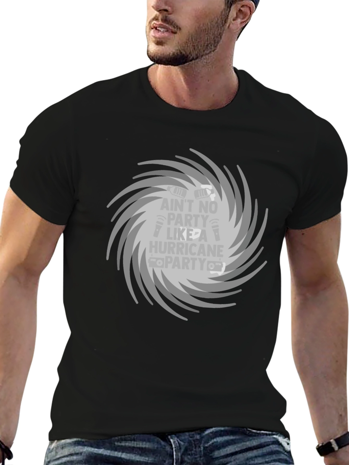 Hurricane Party T-Shirt - Gray Tornado Design