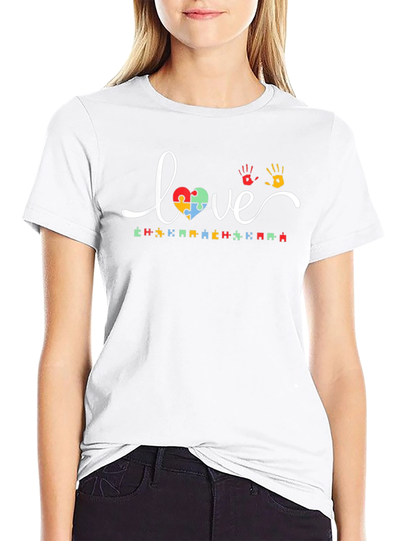 Love Autism Awareness Puzzle Piece Graphic T-Shirt