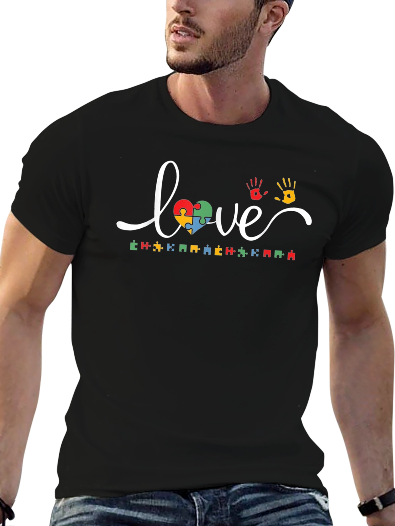 Love Autism Awareness Puzzle Piece Graphic T-Shirt