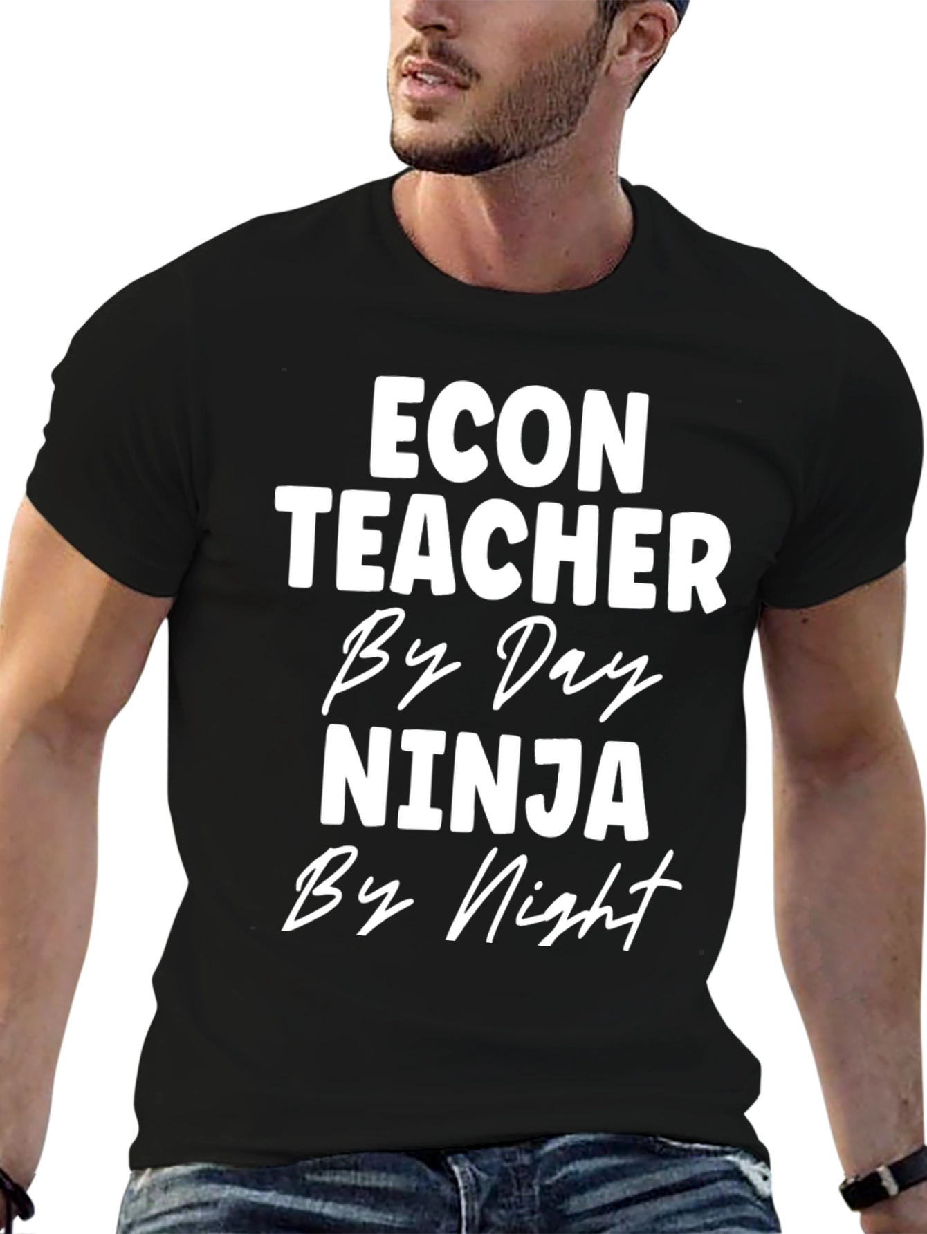 Econ Teacher Ninja T-Shirt - Day/Night Funny Tee