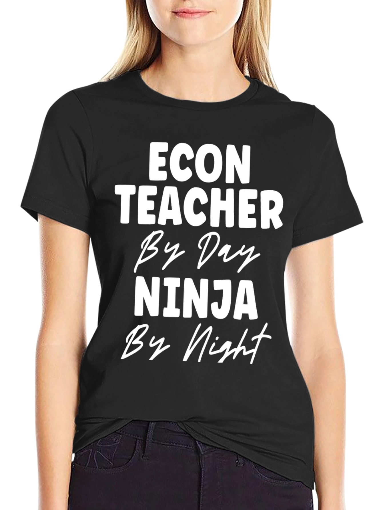 Econ Teacher Ninja T-Shirt - Day/Night Funny Tee