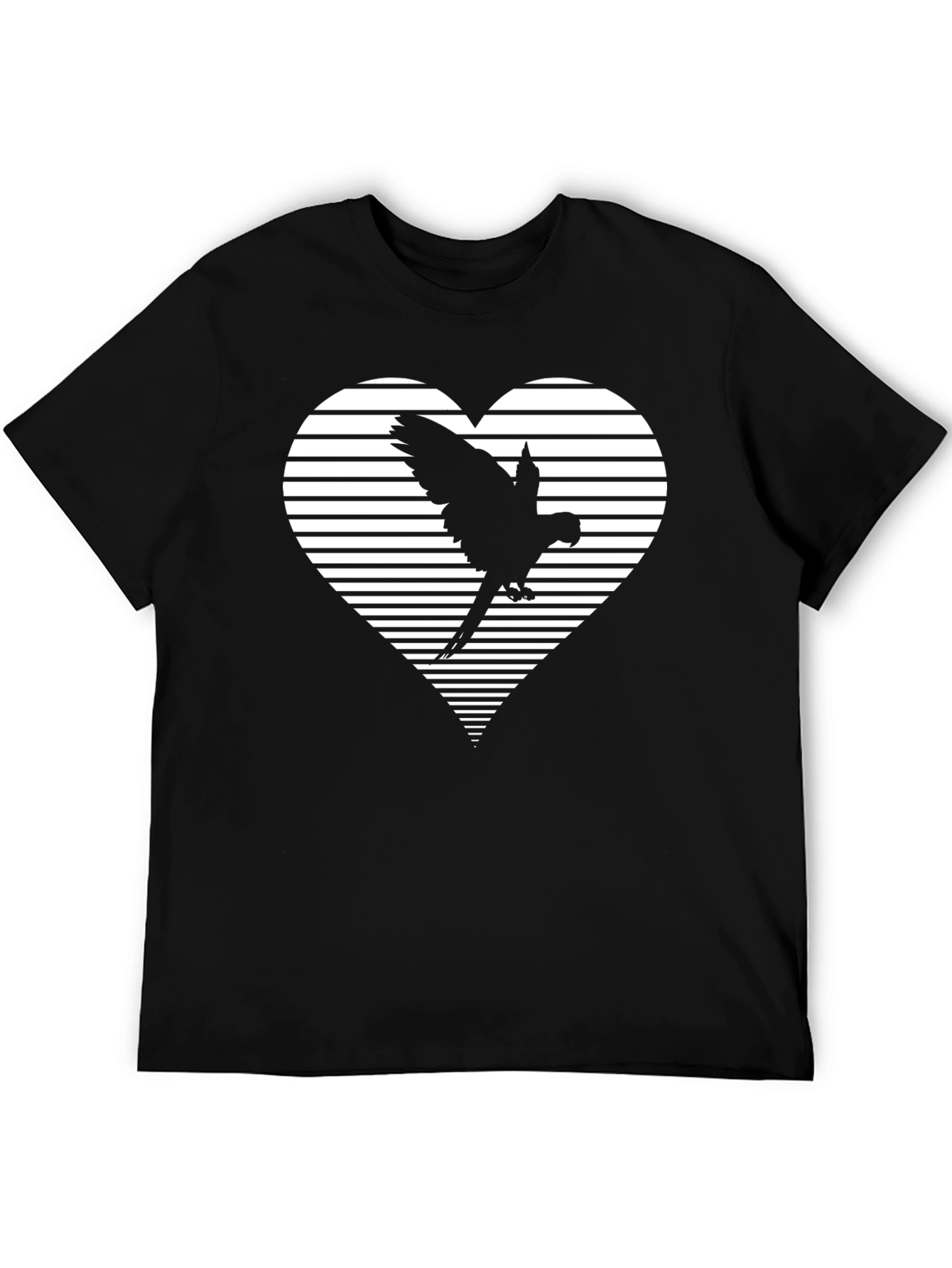 Parrot Heart Graphic Tee - Mens Black T-Shirt