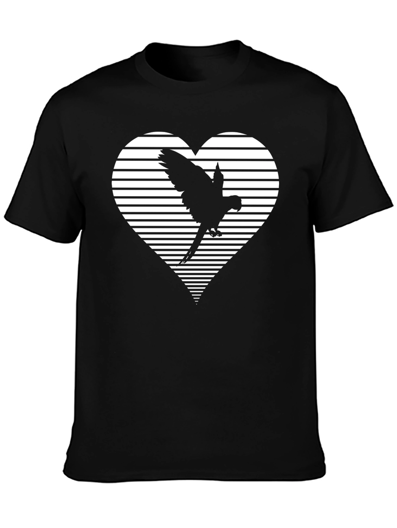 Parrot Heart Graphic Tee - Mens Black T-Shirt