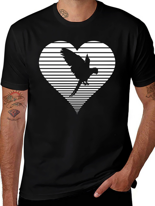 Parrot Heart Graphic Tee - Mens Black T-Shirt