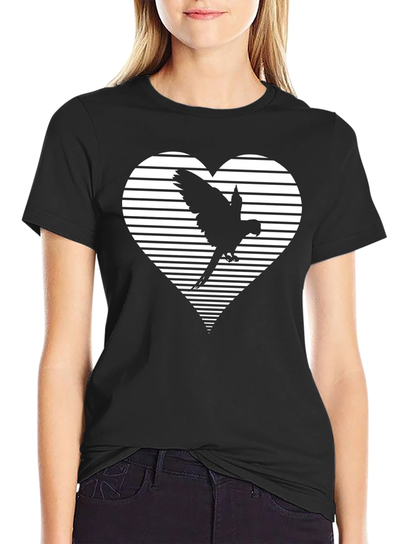 Parrot Heart Graphic Tee - Mens Black T-Shirt
