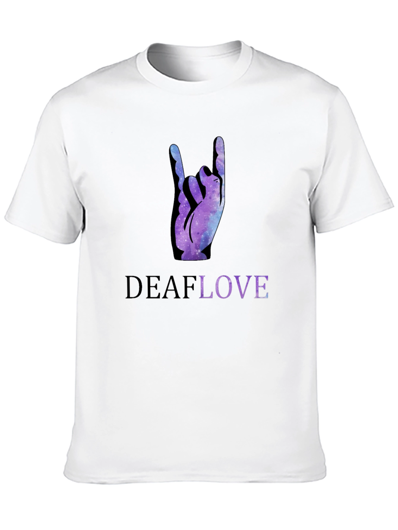 Deaf Love Galaxy Hand Sign Black T-Shirt