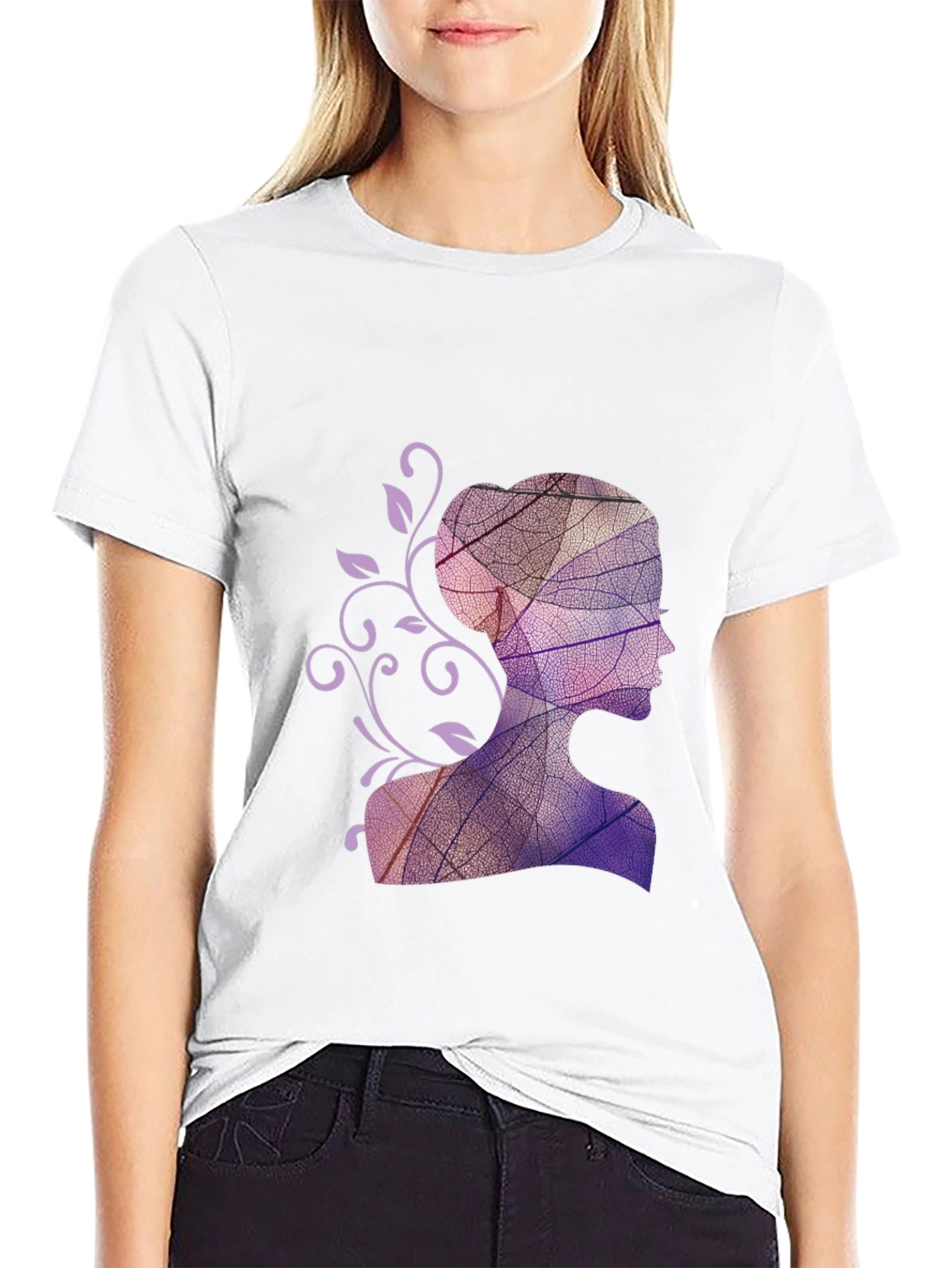 Leaf Silhouette Graphic Black T-Shirt