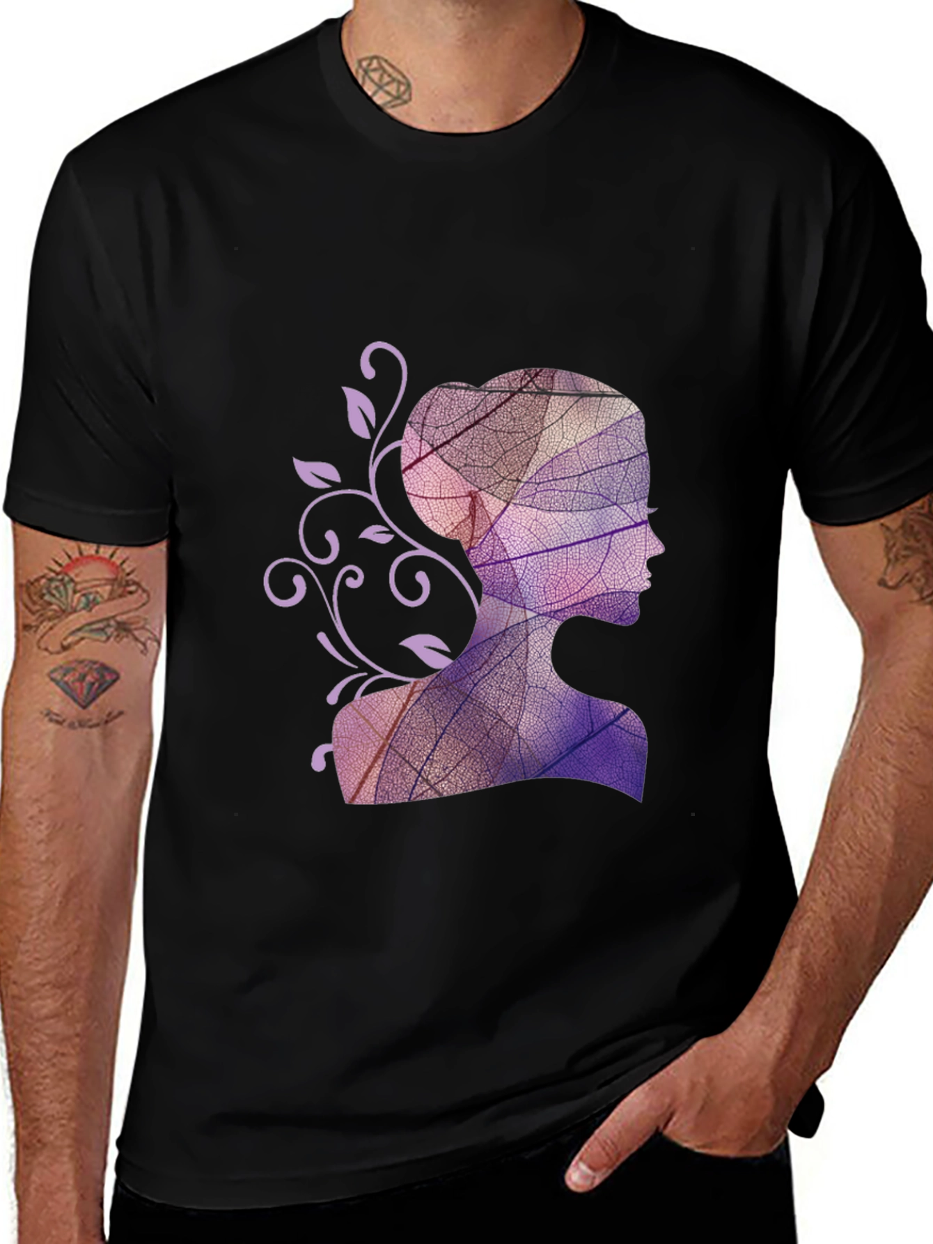 Leaf Silhouette Graphic Black T-Shirt