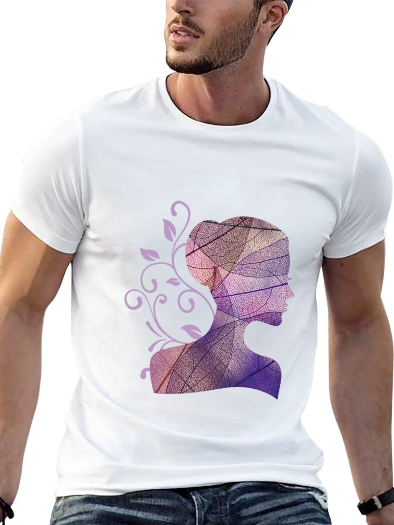 Leaf Silhouette Graphic Black T-Shirt