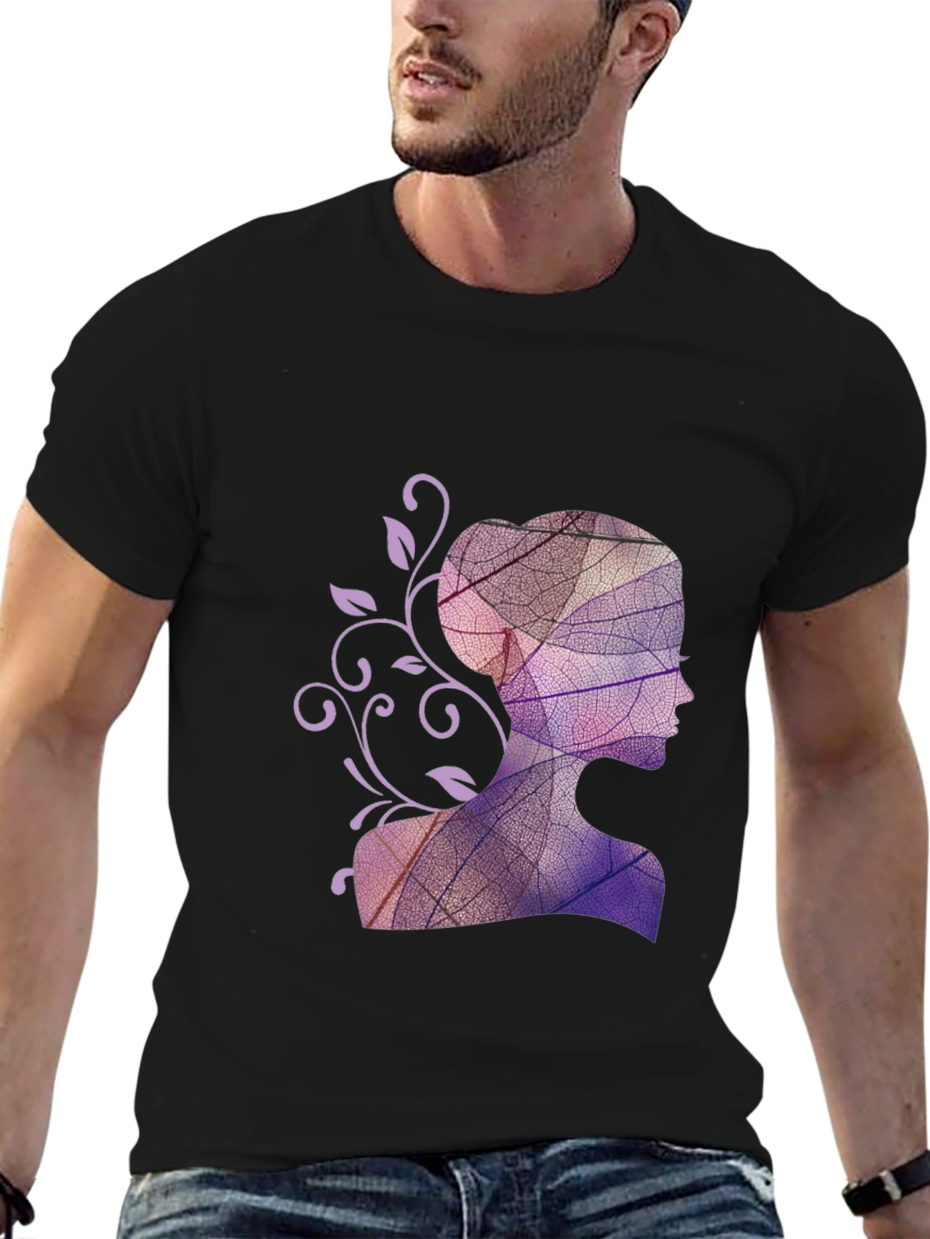 Leaf Silhouette Graphic Black T-Shirt