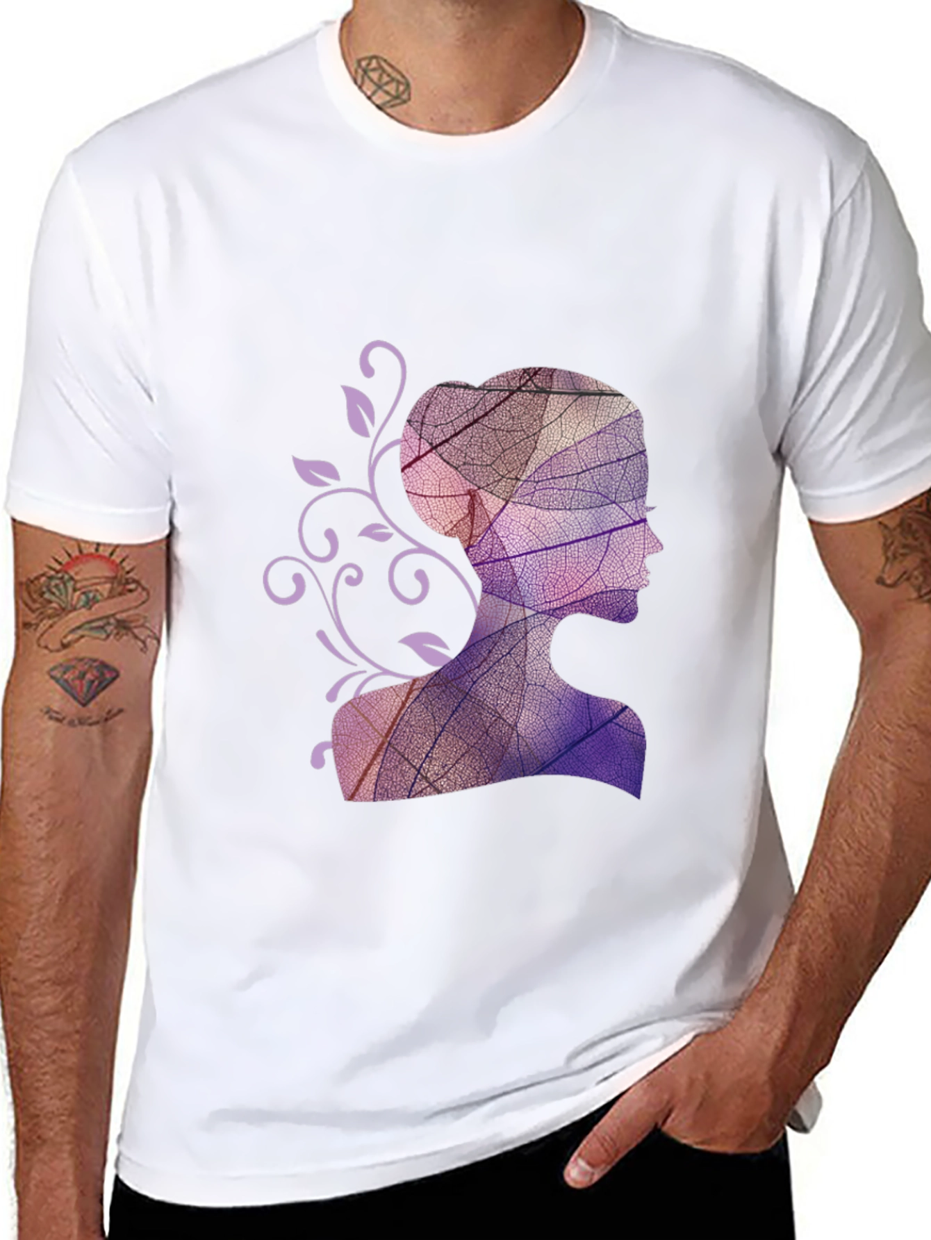 Leaf Silhouette Graphic Black T-Shirt