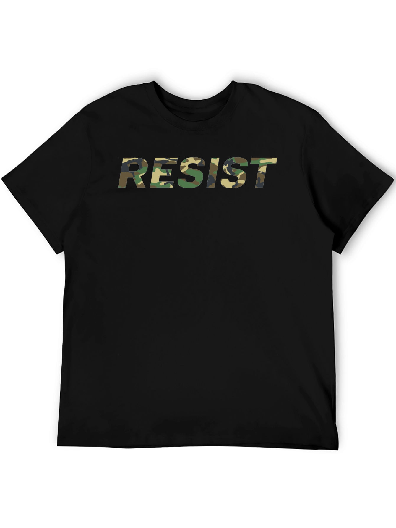 Resist Camo Print Black T-Shirt