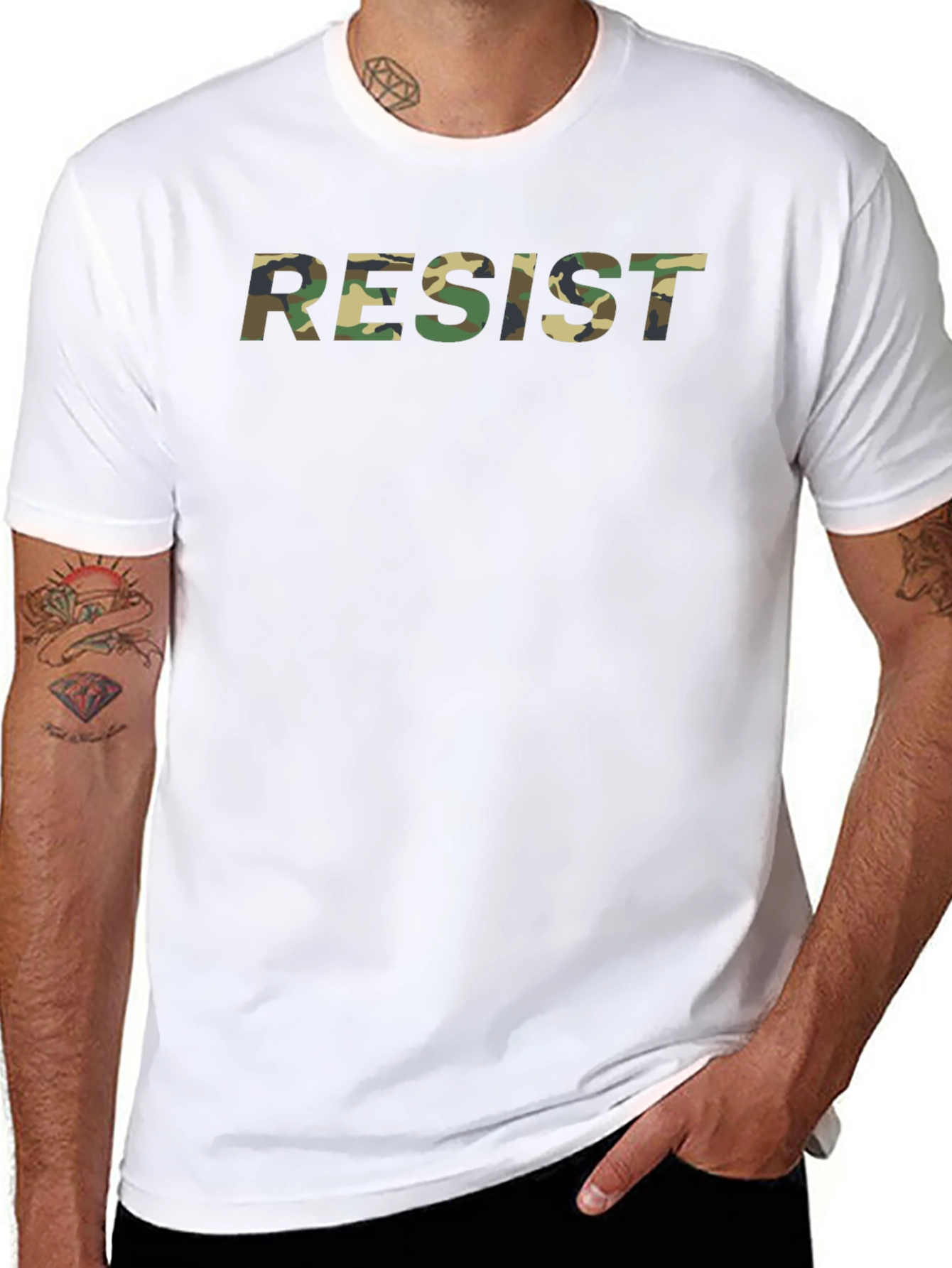 Resist Camo Print Black T-Shirt