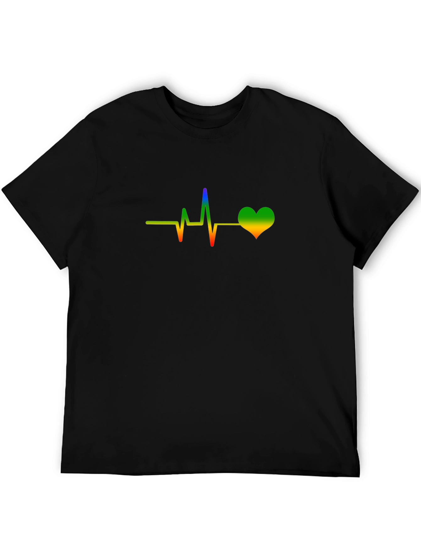 Rainbow Heartbeat Graphic Black Tee