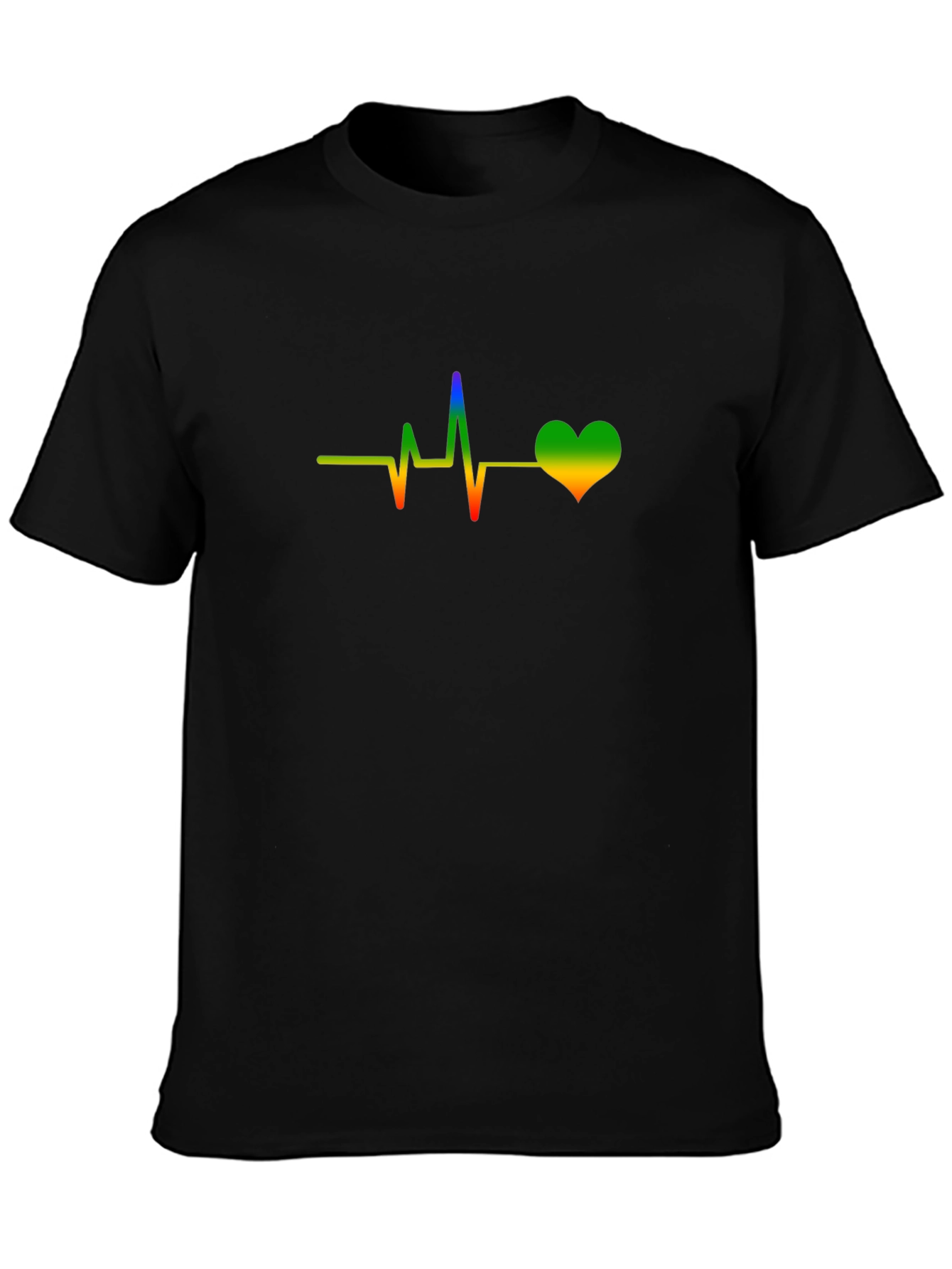Rainbow Heartbeat Graphic Black Tee