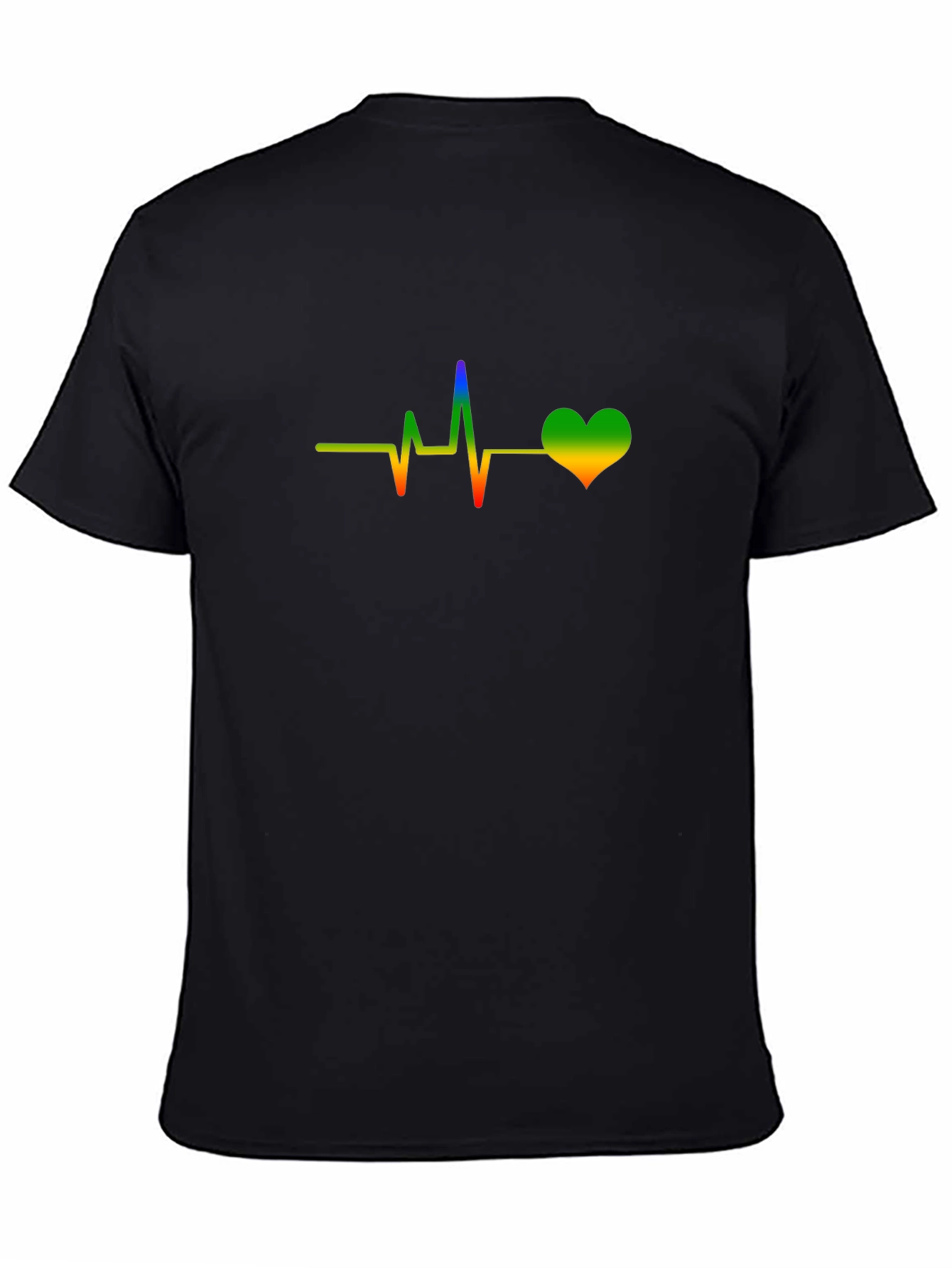 Rainbow Heartbeat Graphic Black Tee