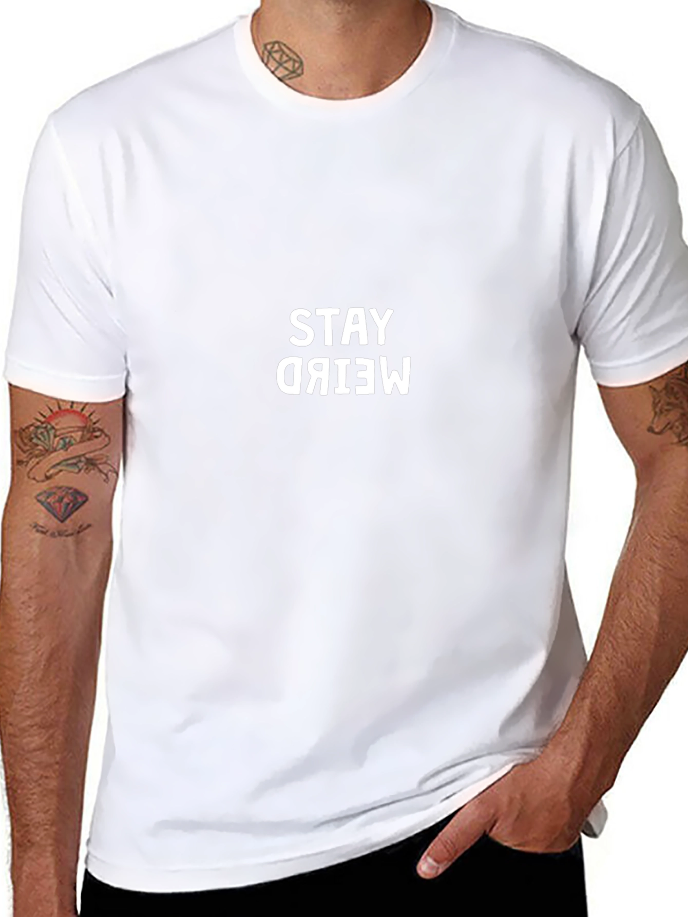 Stay Weird Black Graphic Tee Shirt