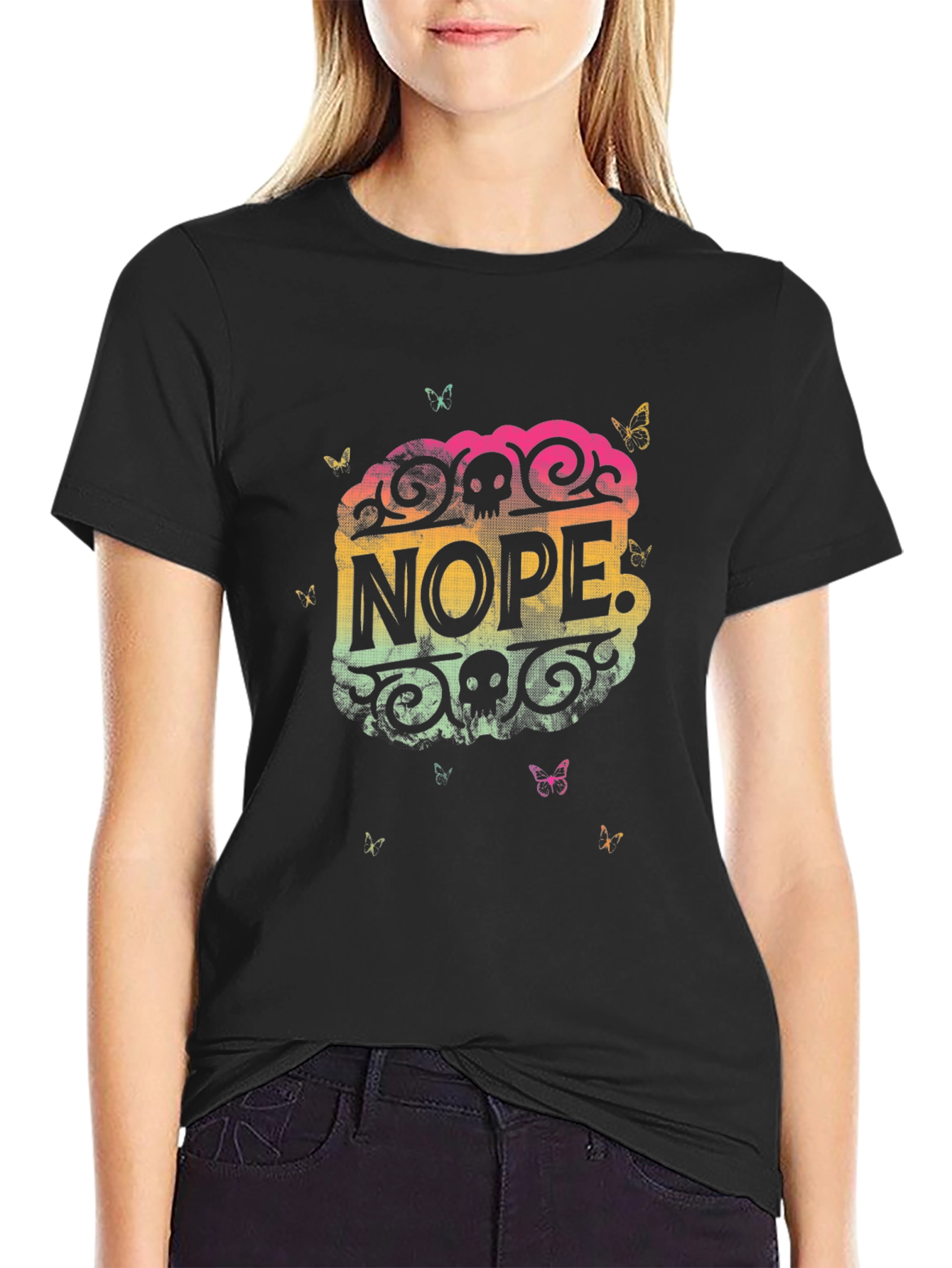 Nope Graphic T-Shirt - Cool Skull Design