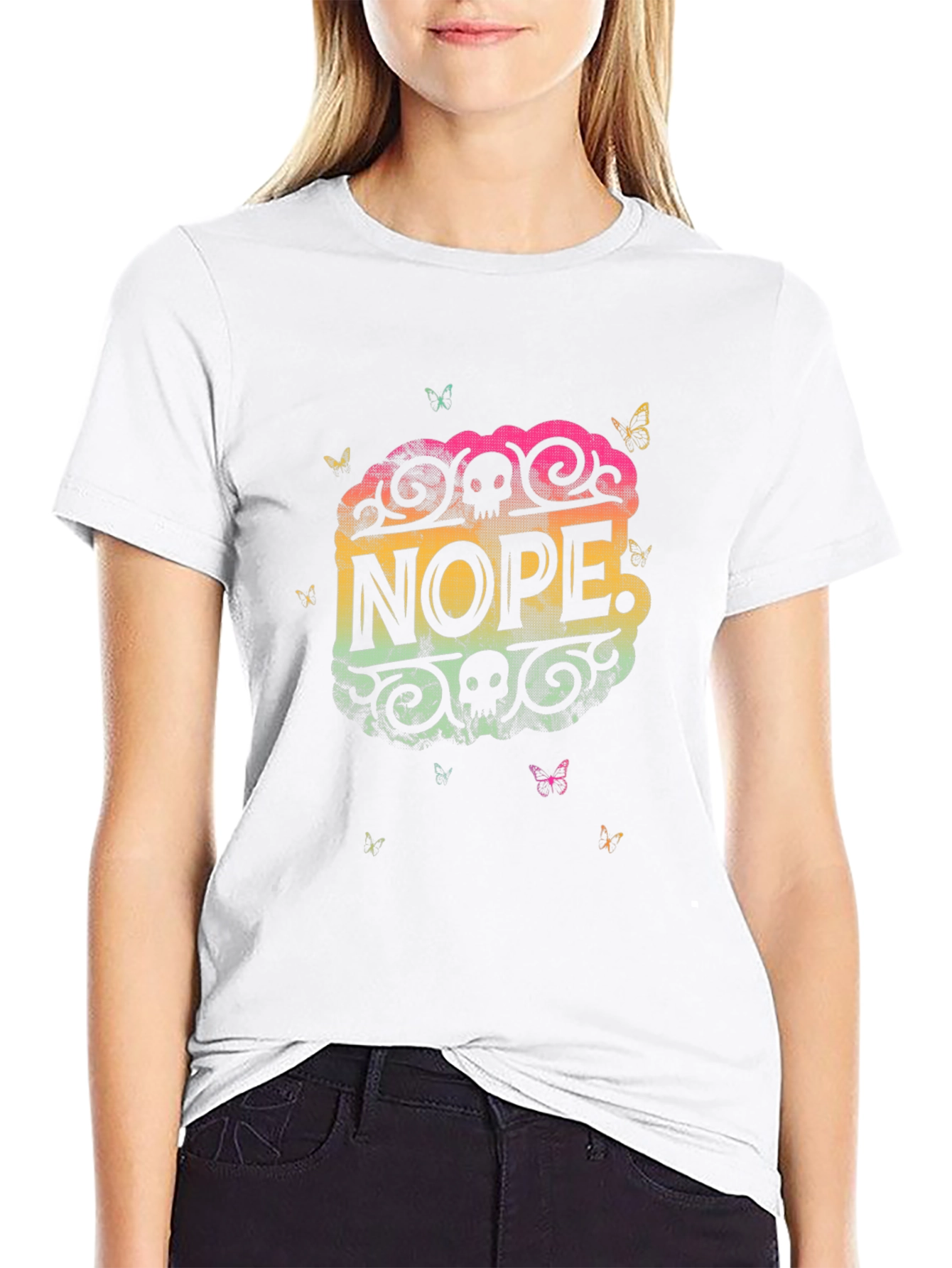 Nope Graphic T-Shirt - Cool Skull Design
