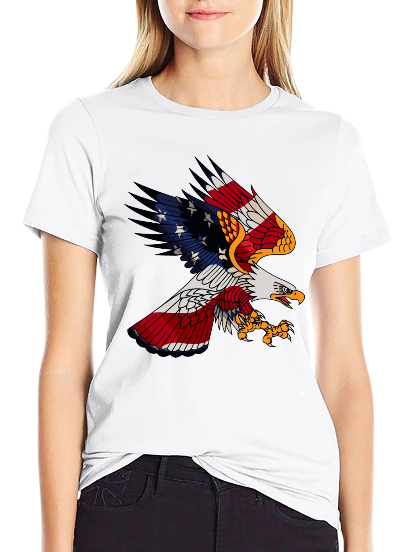 American Flag Bald Eagle Graphic Tee - Patriotic T-Shirt