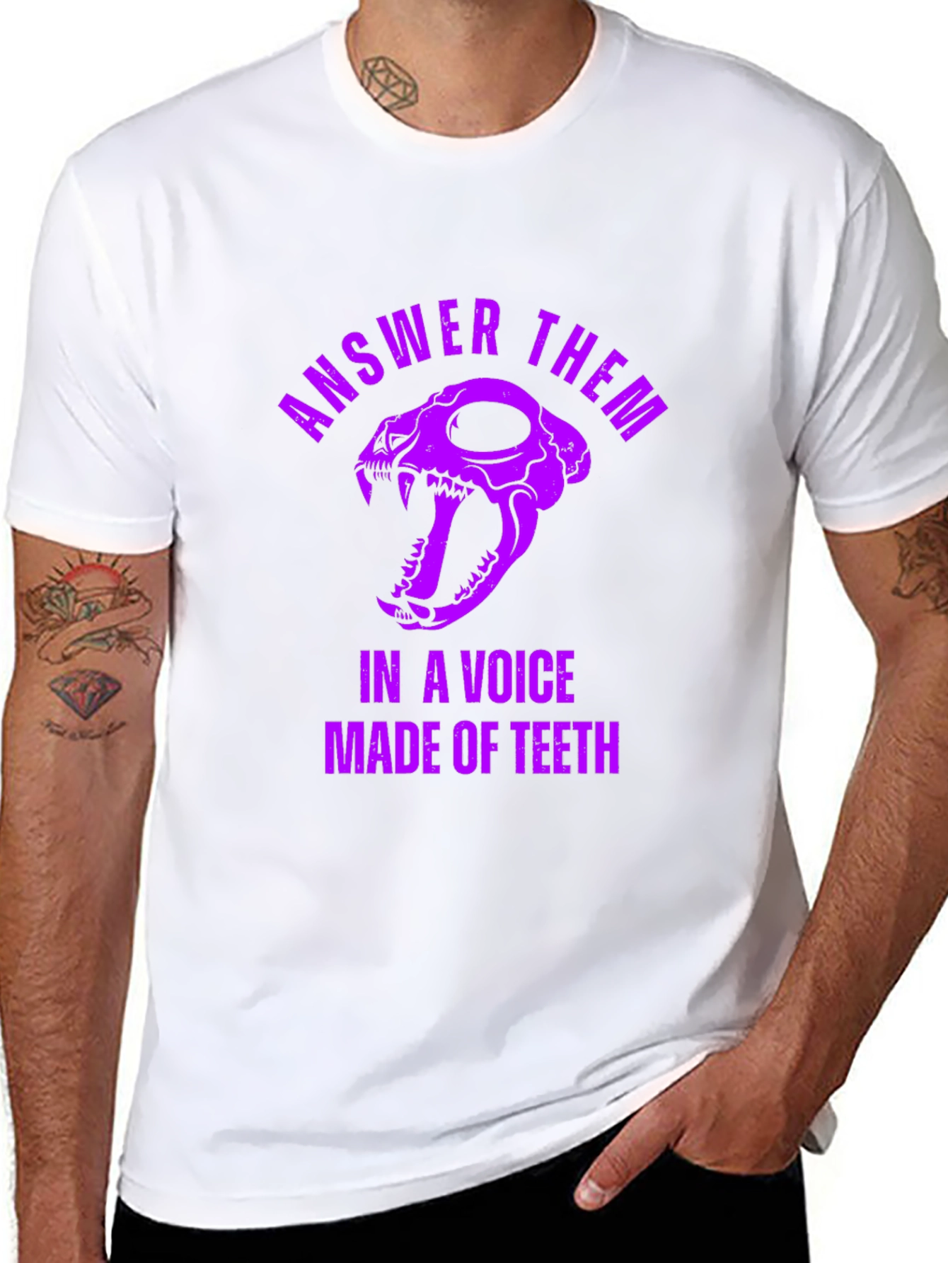 Answer Them T-Shirt: Skull & Teeth Design