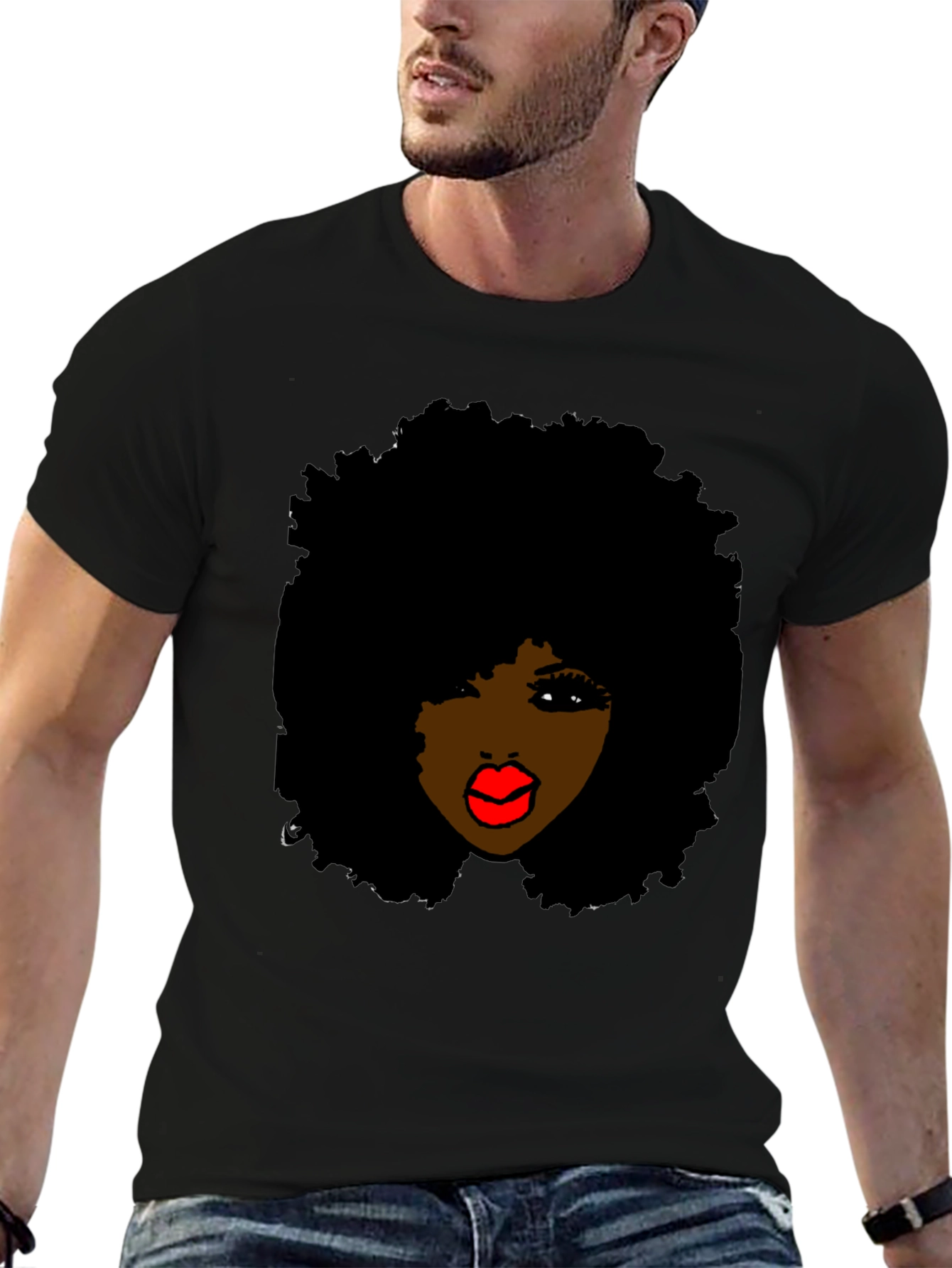 Afro Queen Graphic T-Shirt - Black Cotton Tee
