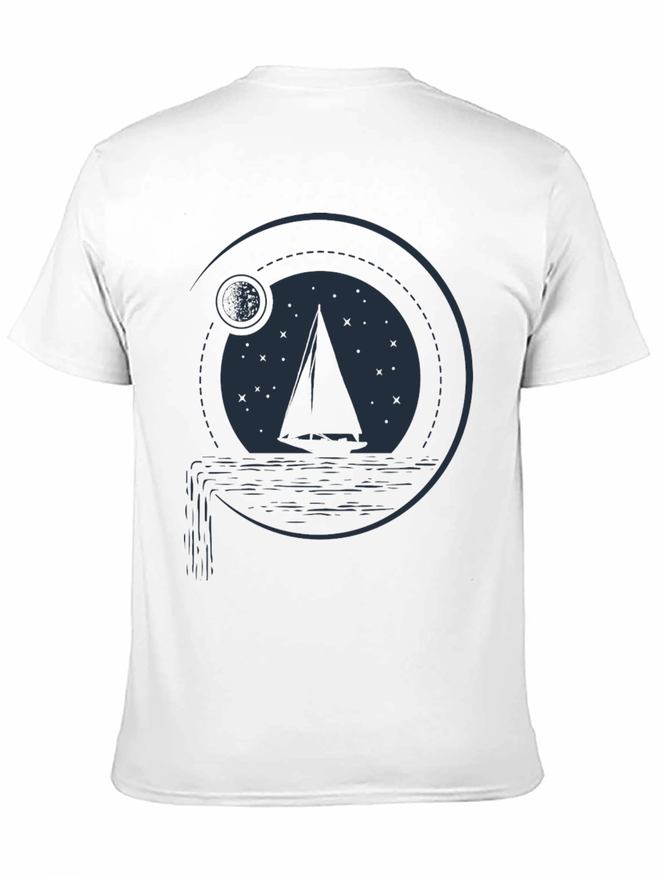 Sailboat Moon Graphic T-Shirt - Black