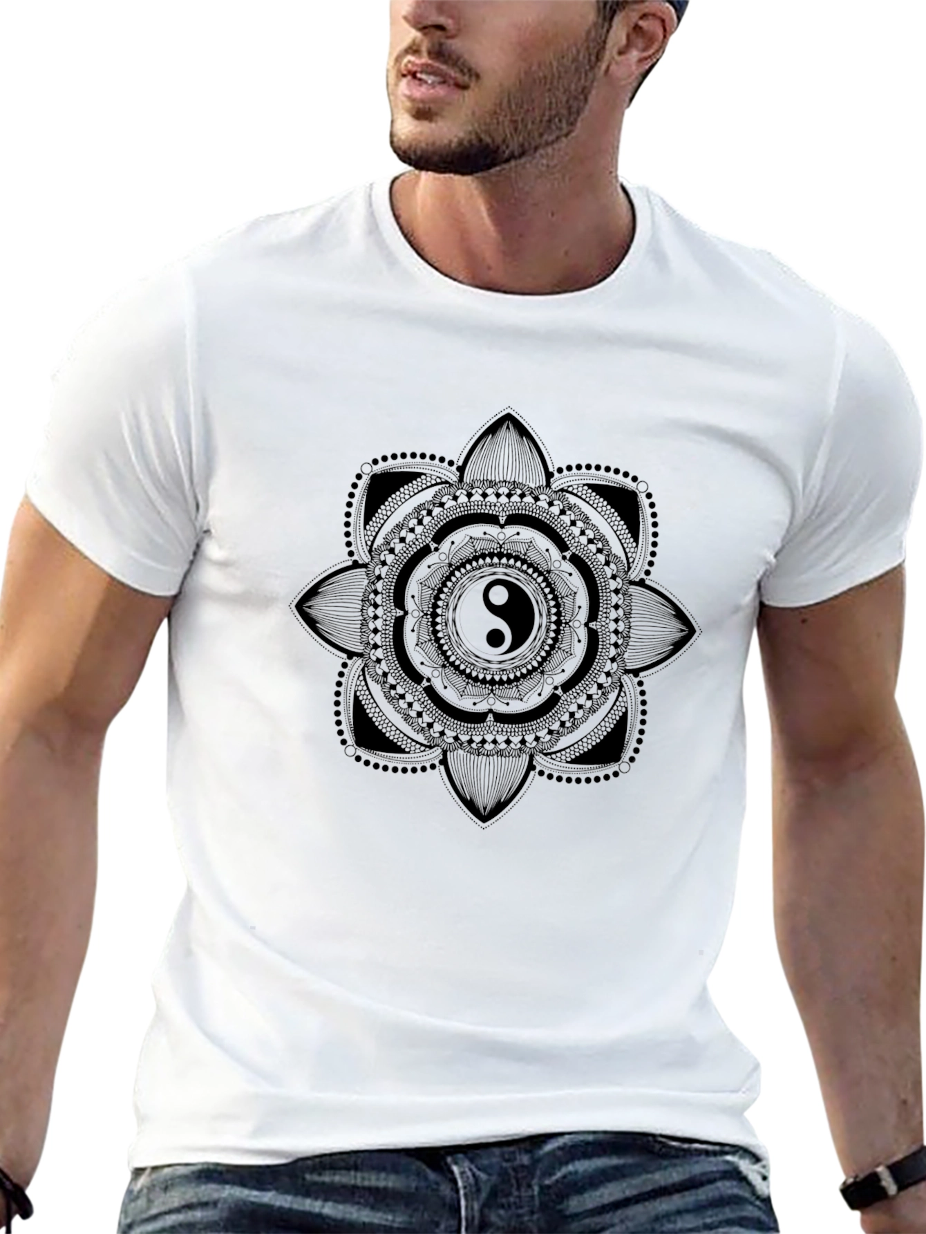 Yin Yang Mandala Black T-Shirt