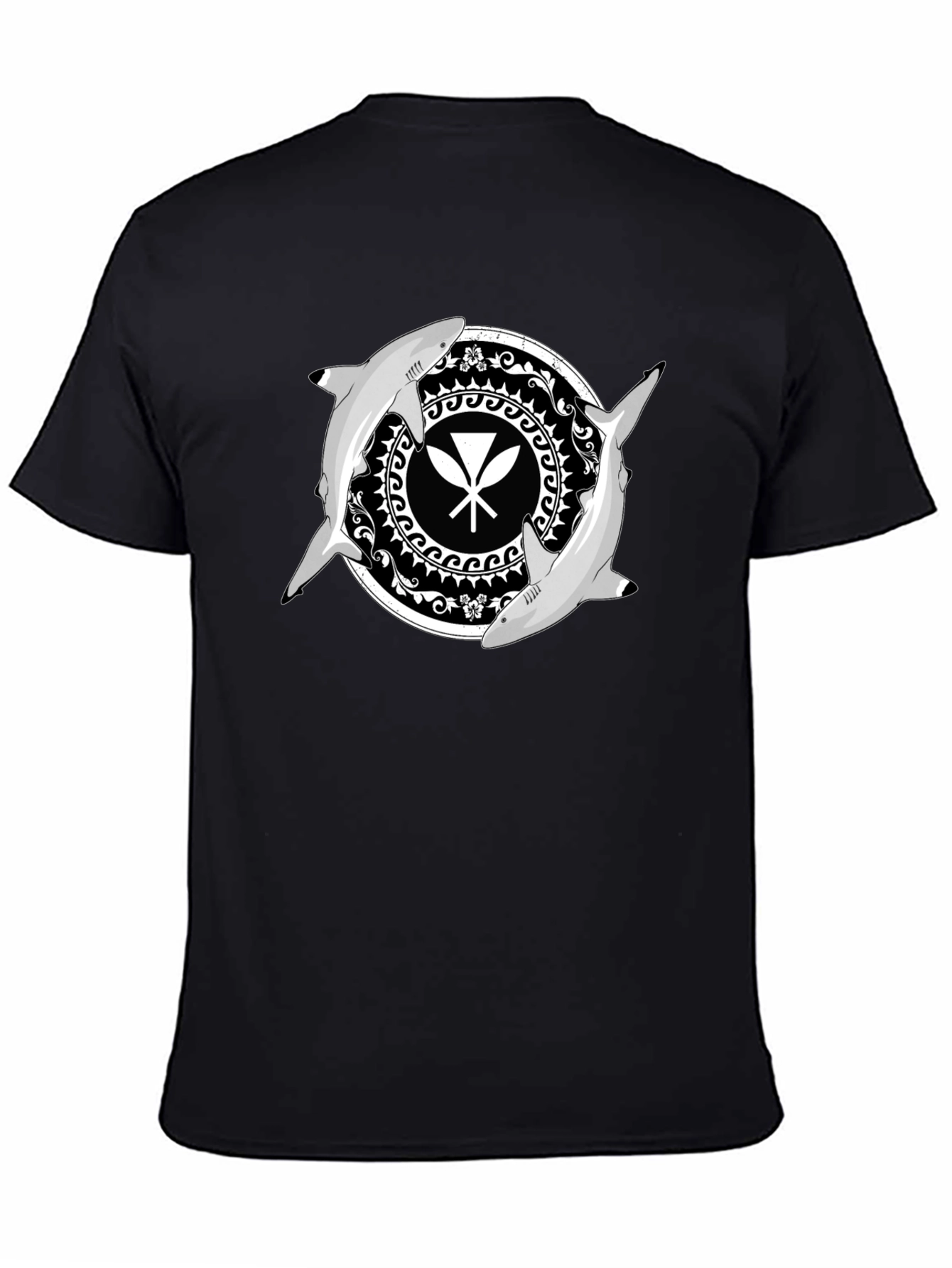 Shark Circle Graphic Tee - Black