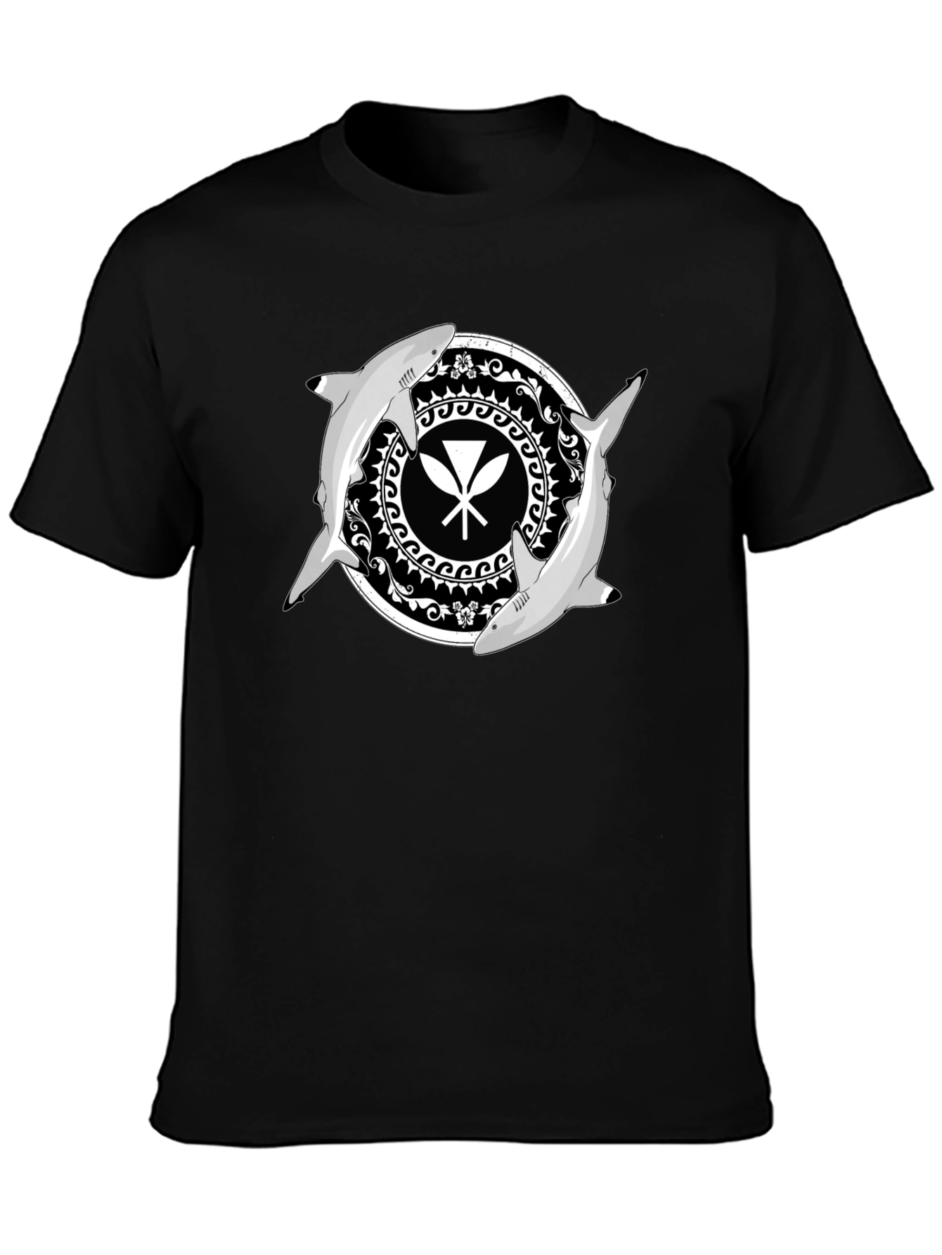Shark Circle Graphic Tee - Black