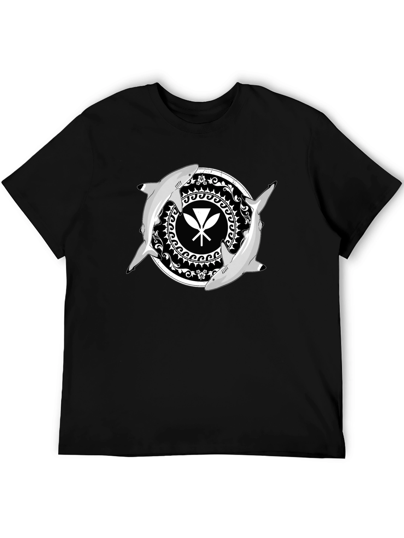 Shark Circle Graphic Tee - Black
