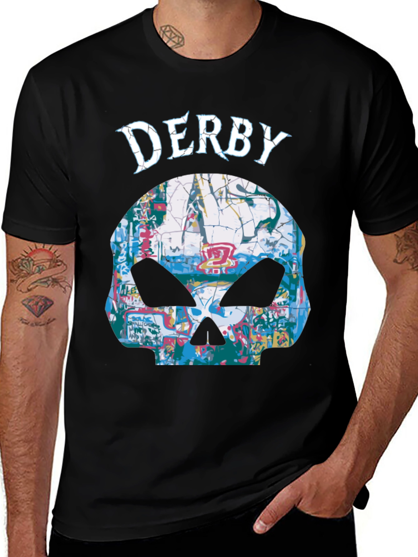 Derby Skull Graphic T-Shirt - Mens Black Tee