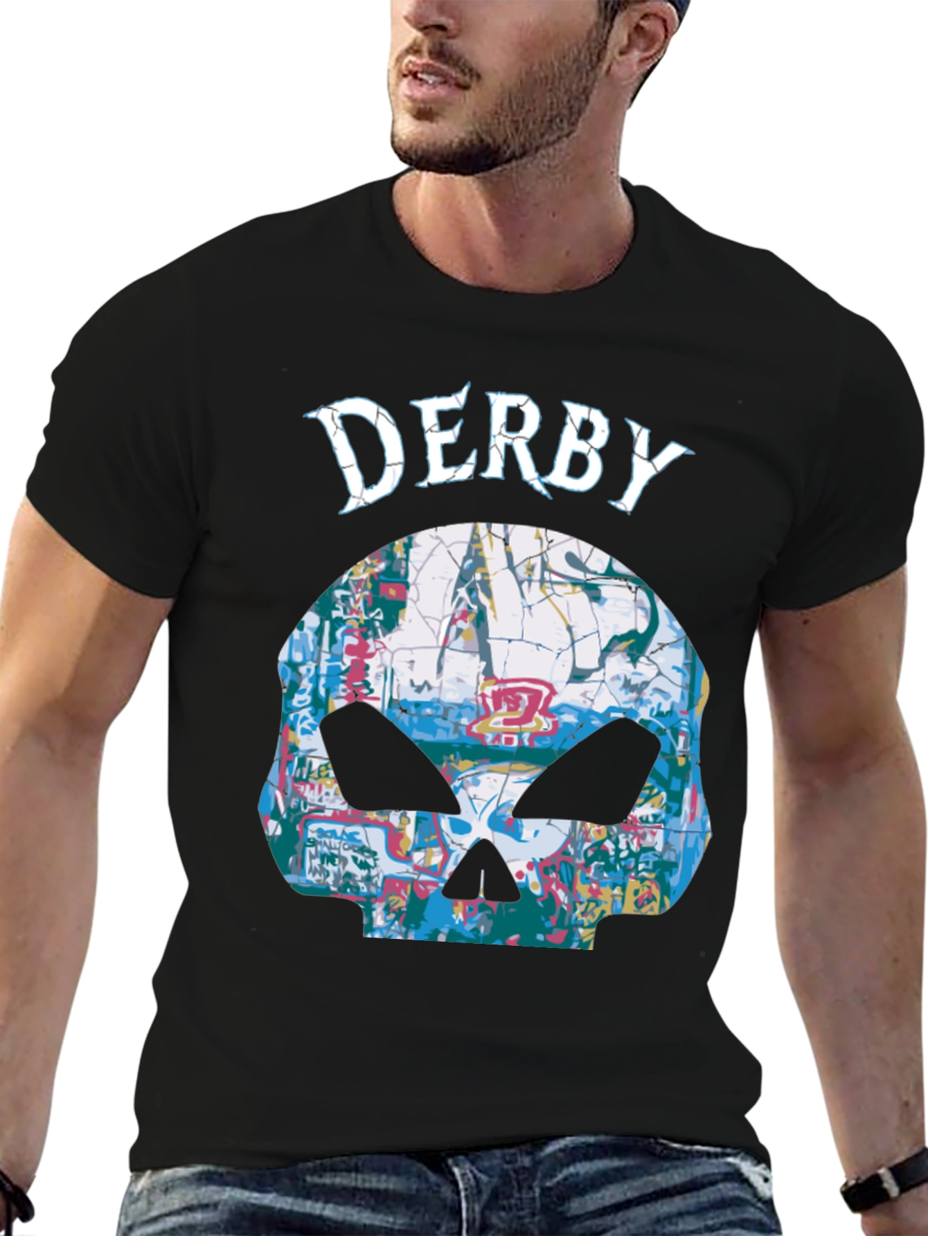 Derby Skull Graphic T-Shirt - Mens Black Tee