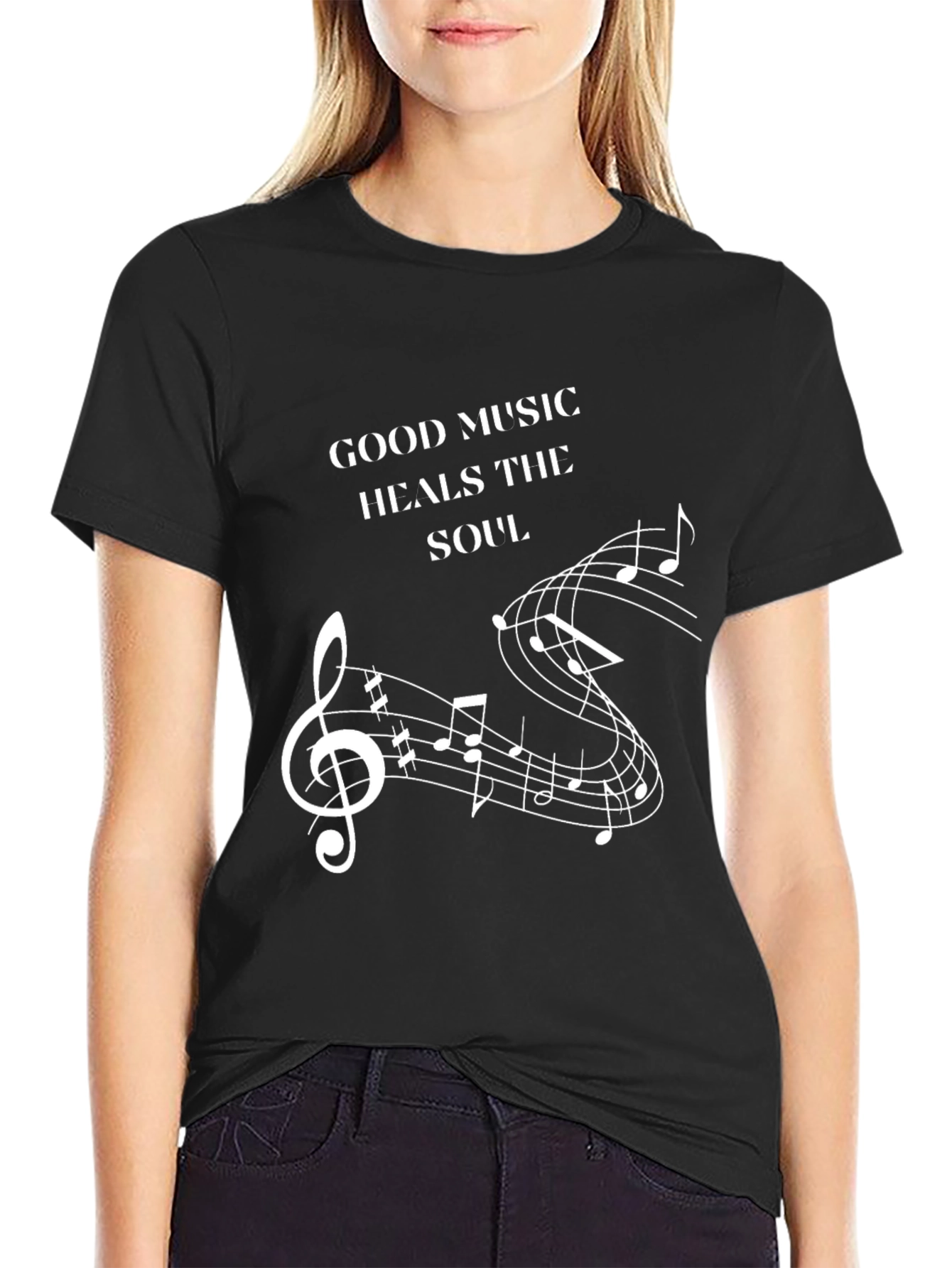 Music Heals Soul Graphic Tee - Black