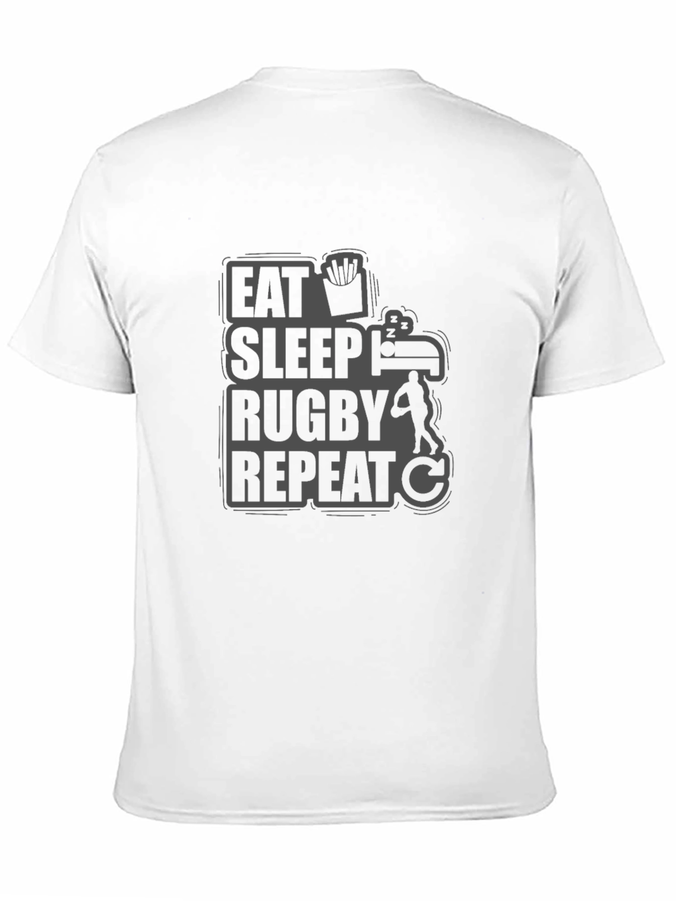 Eat Sleep Rugby Repeat Black Graphic T-Shirt