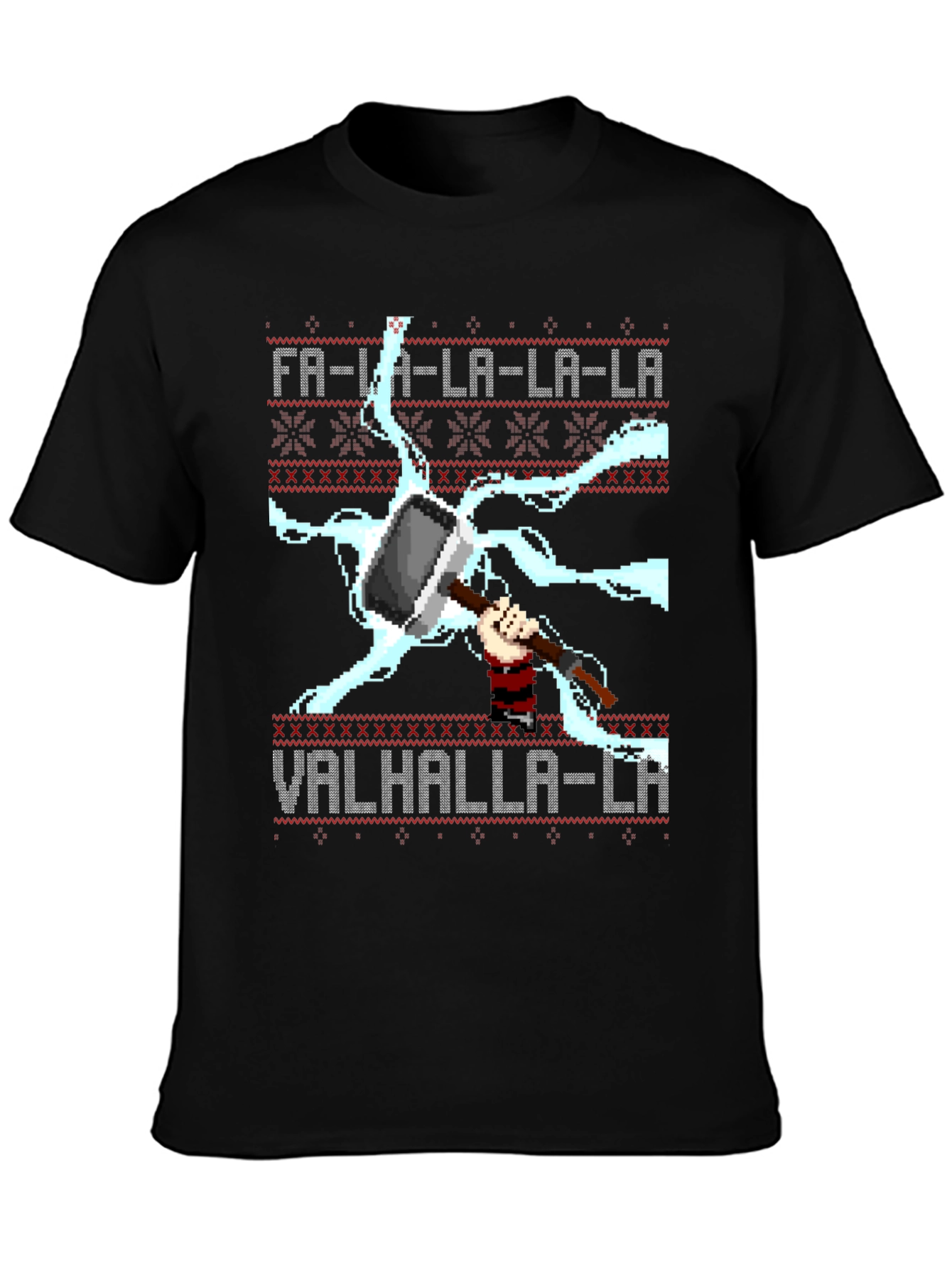 Thor Hammer Pixel Art Ugly Christmas T-Shirt