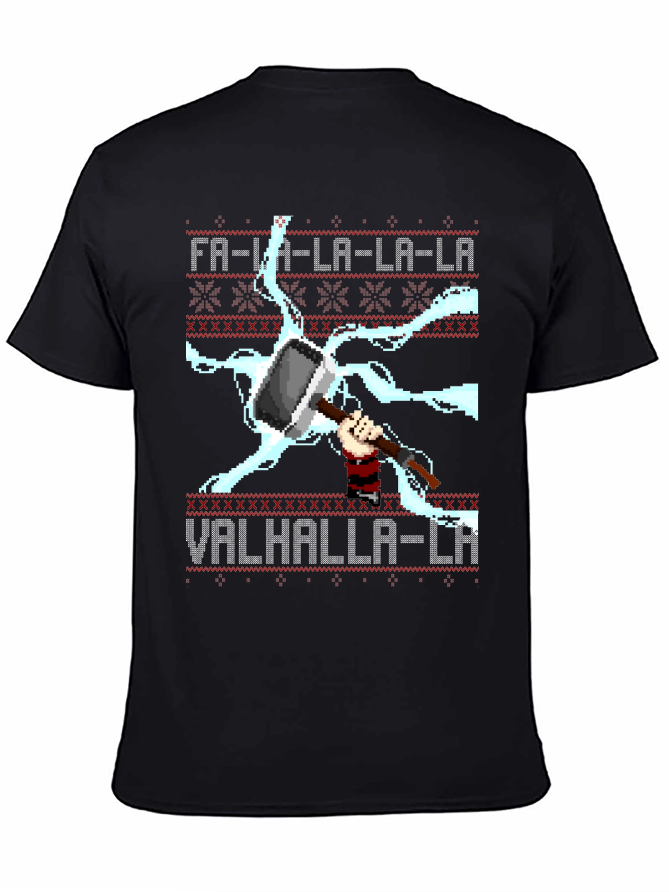 Thor Hammer Pixel Art Ugly Christmas T-Shirt