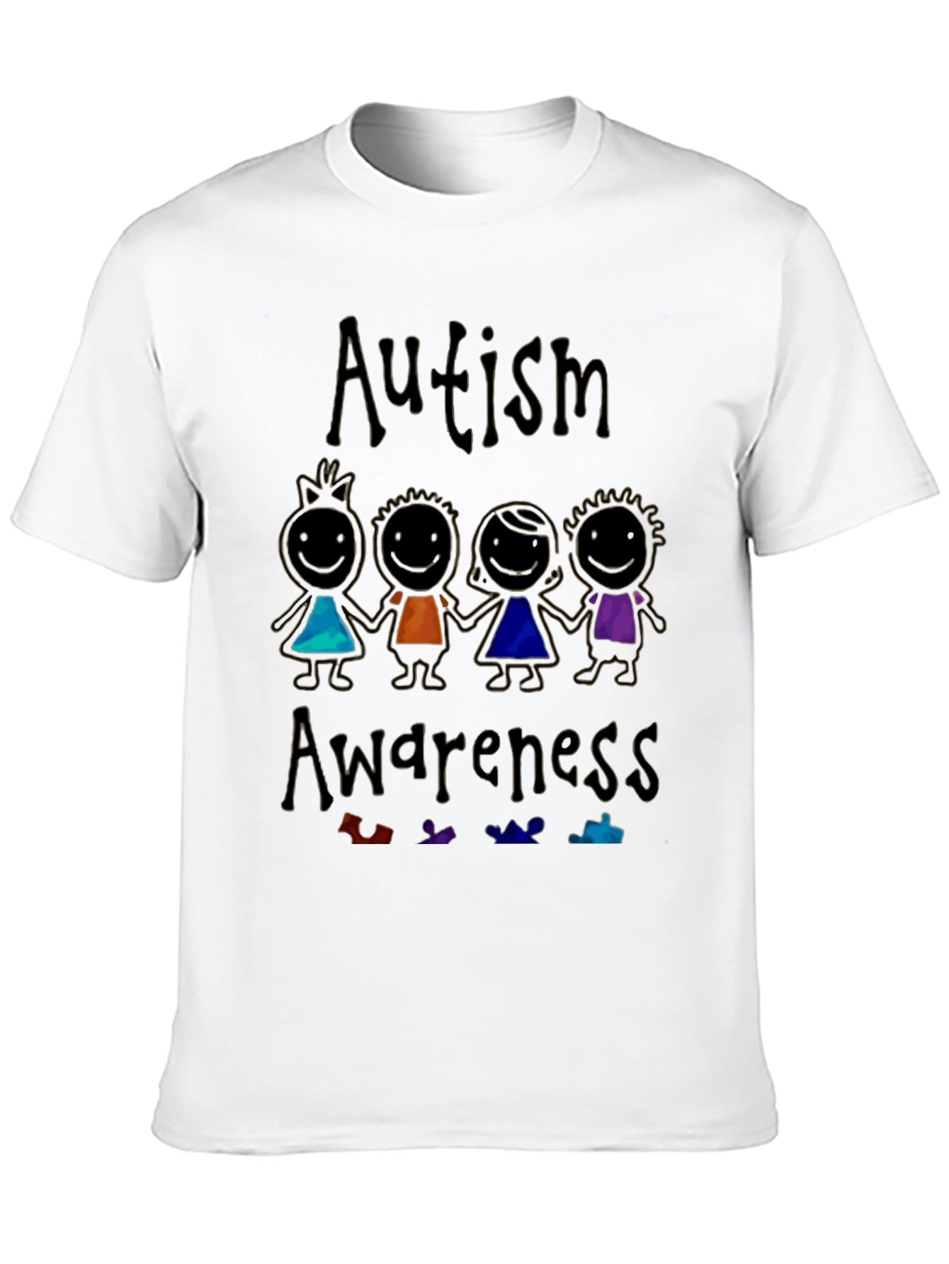 Autism Awareness Graphic Tee - Black Cotton Shirt