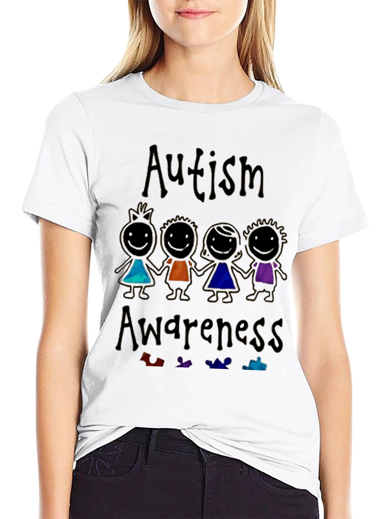 Autism Awareness Graphic Tee - Black Cotton Shirt