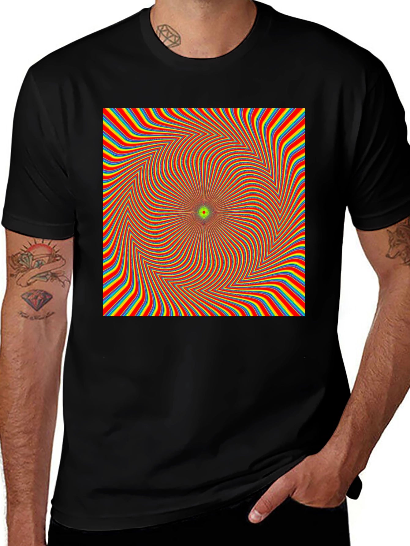 Optical Illusion T-Shirt - Black Crew Neck Tee