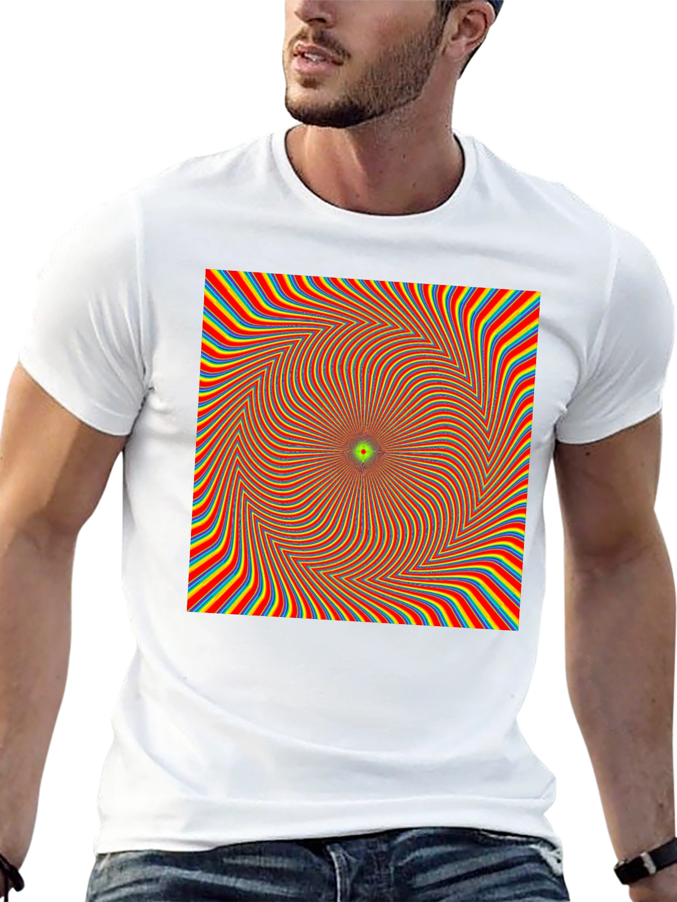 Optical Illusion T-Shirt - Black Crew Neck Tee